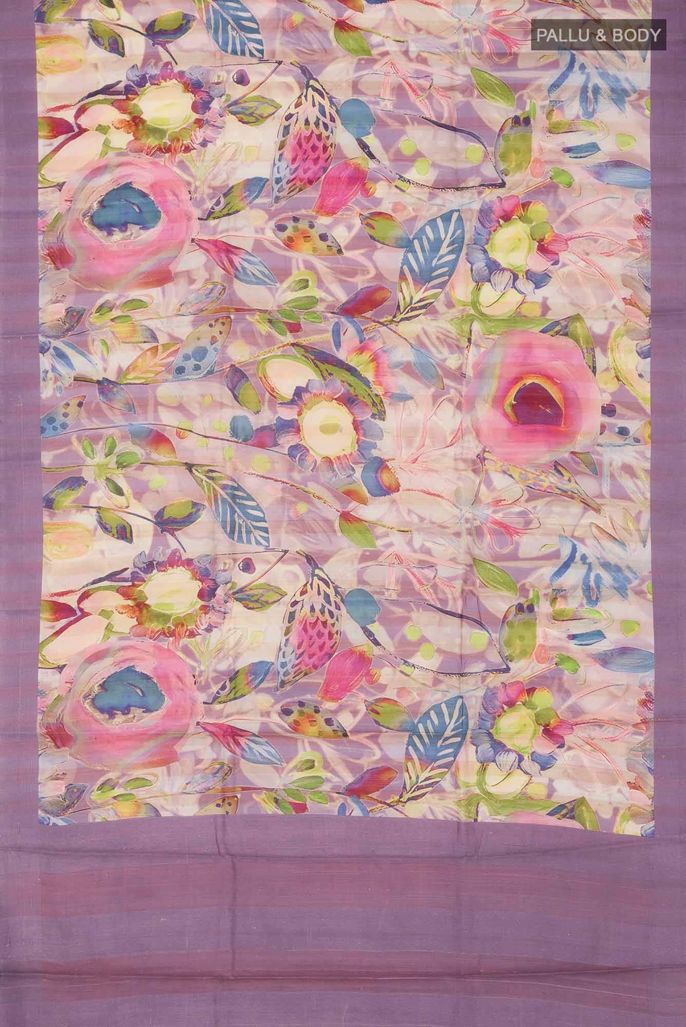 Lavender Bhagalpuri Tussar Silk Saree