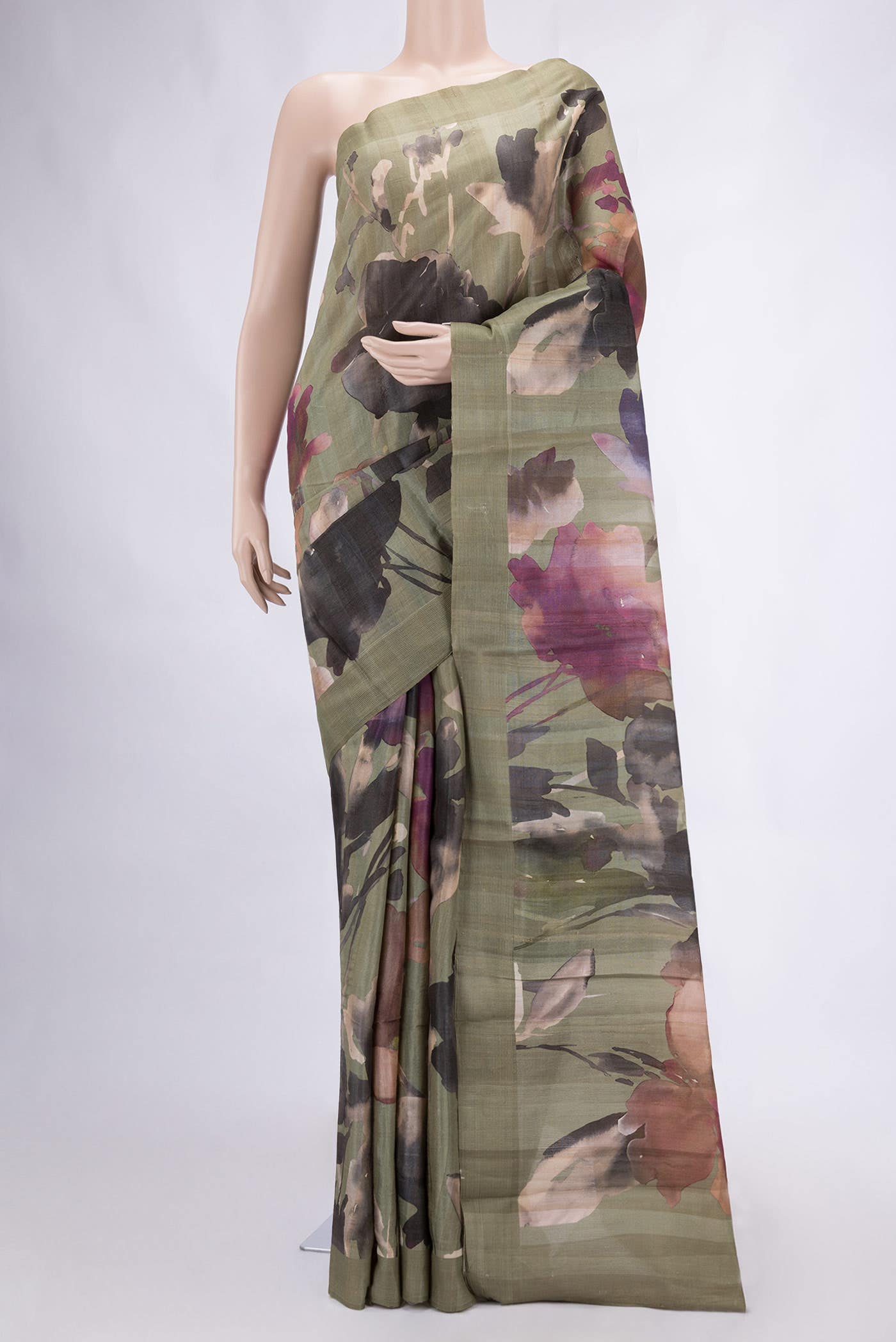 Green Dual Tone Tussar Silk Saree