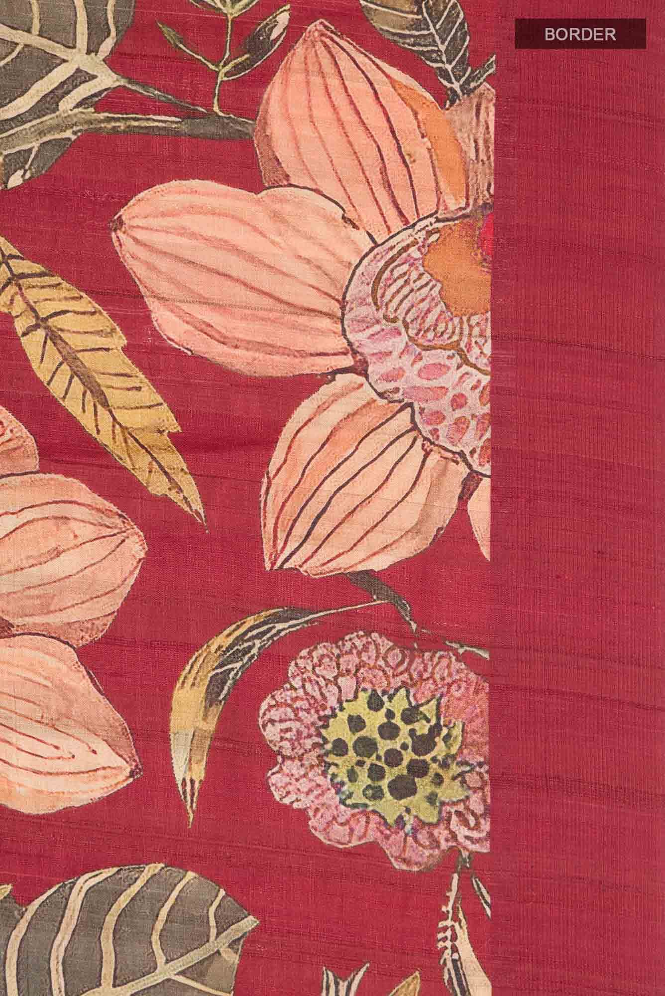 Maroon Bhagalpuri Tussar Silk Saree
