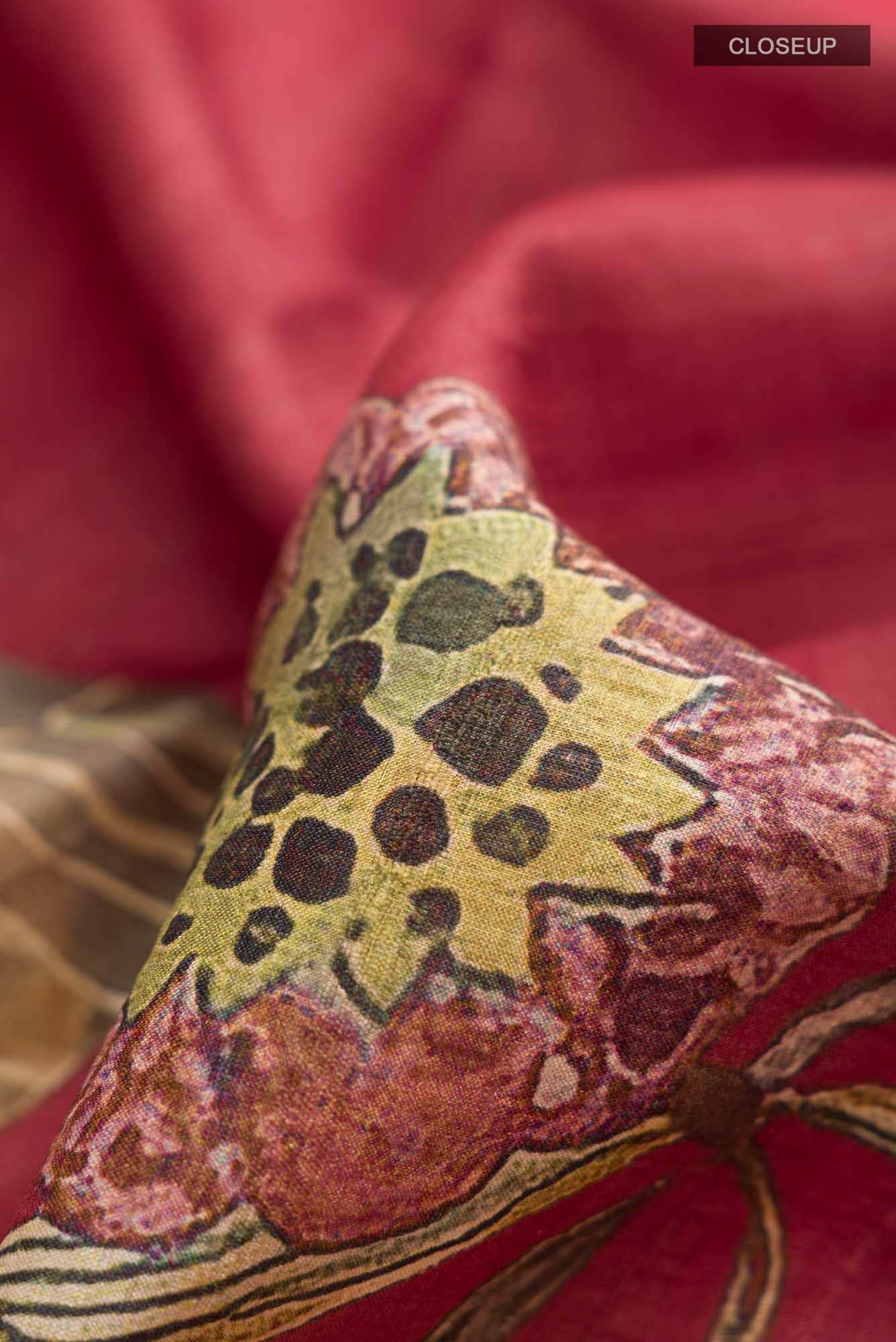 Maroon Bhagalpuri Tussar Silk Saree