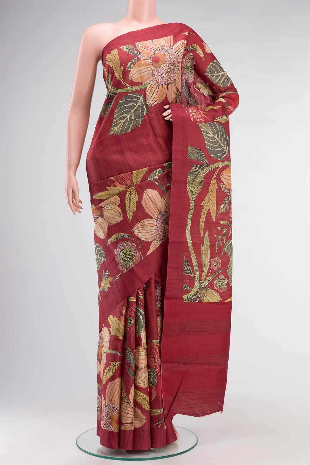 Maroon Bhagalpuri Tussar Silk Saree
