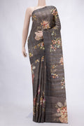 Grey Tussar Silk Saree