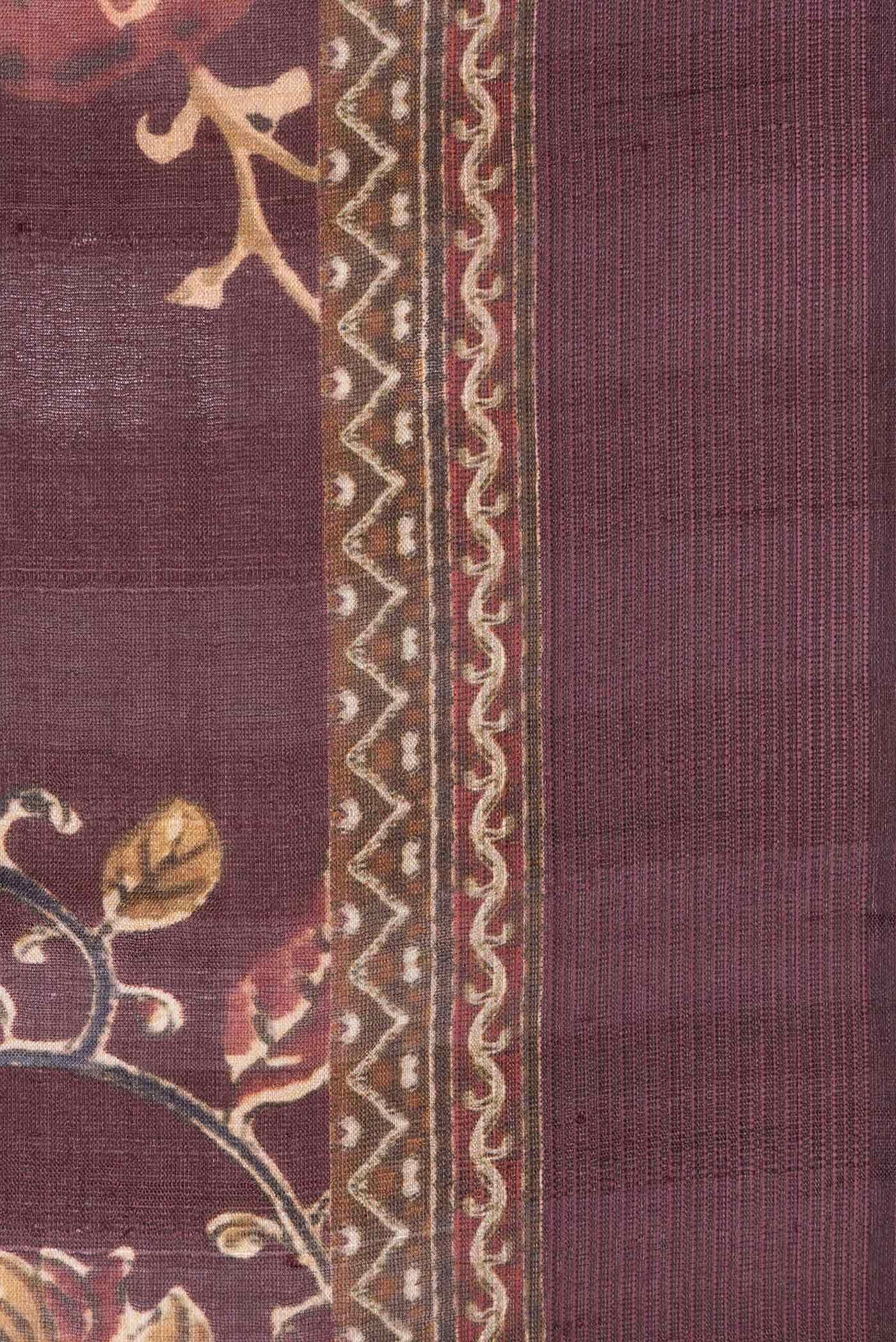 Maroon Tussar Silk Saree