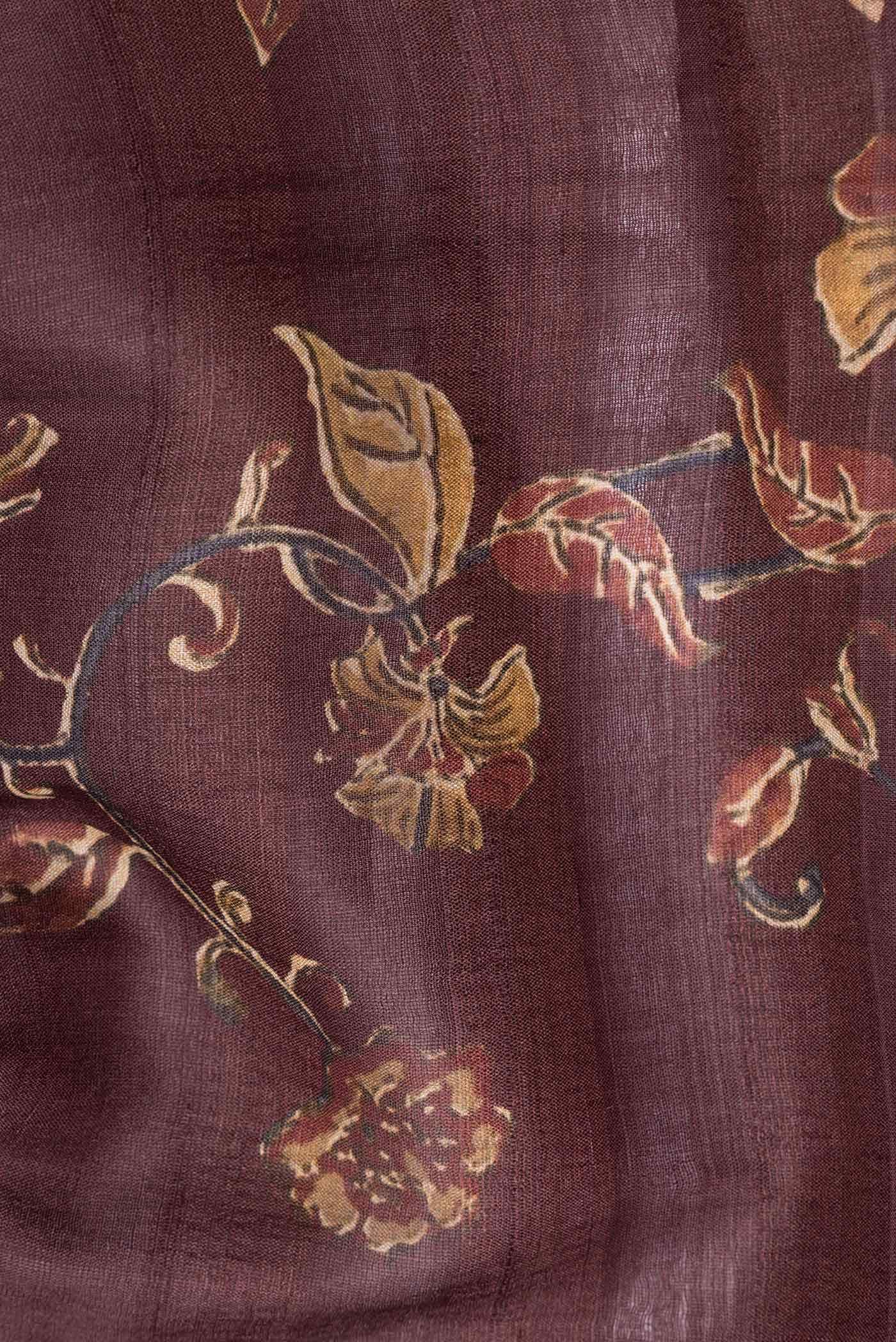 Maroon Tussar Silk Saree