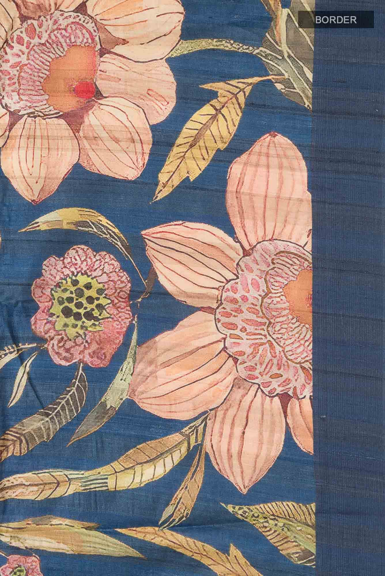 Blue Bhagalpuri Tussar Silk Saree