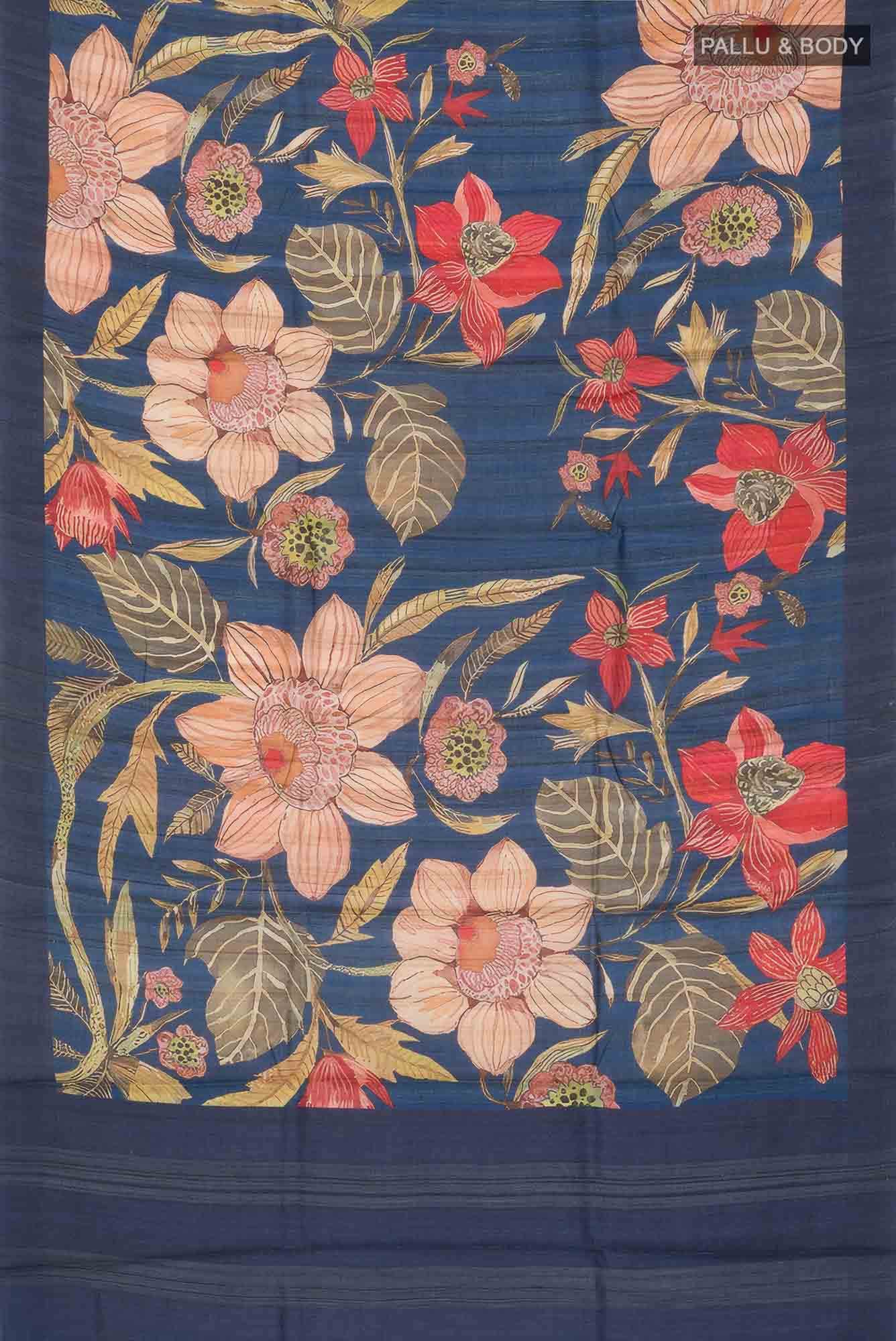 Blue Bhagalpuri Tussar Silk Saree