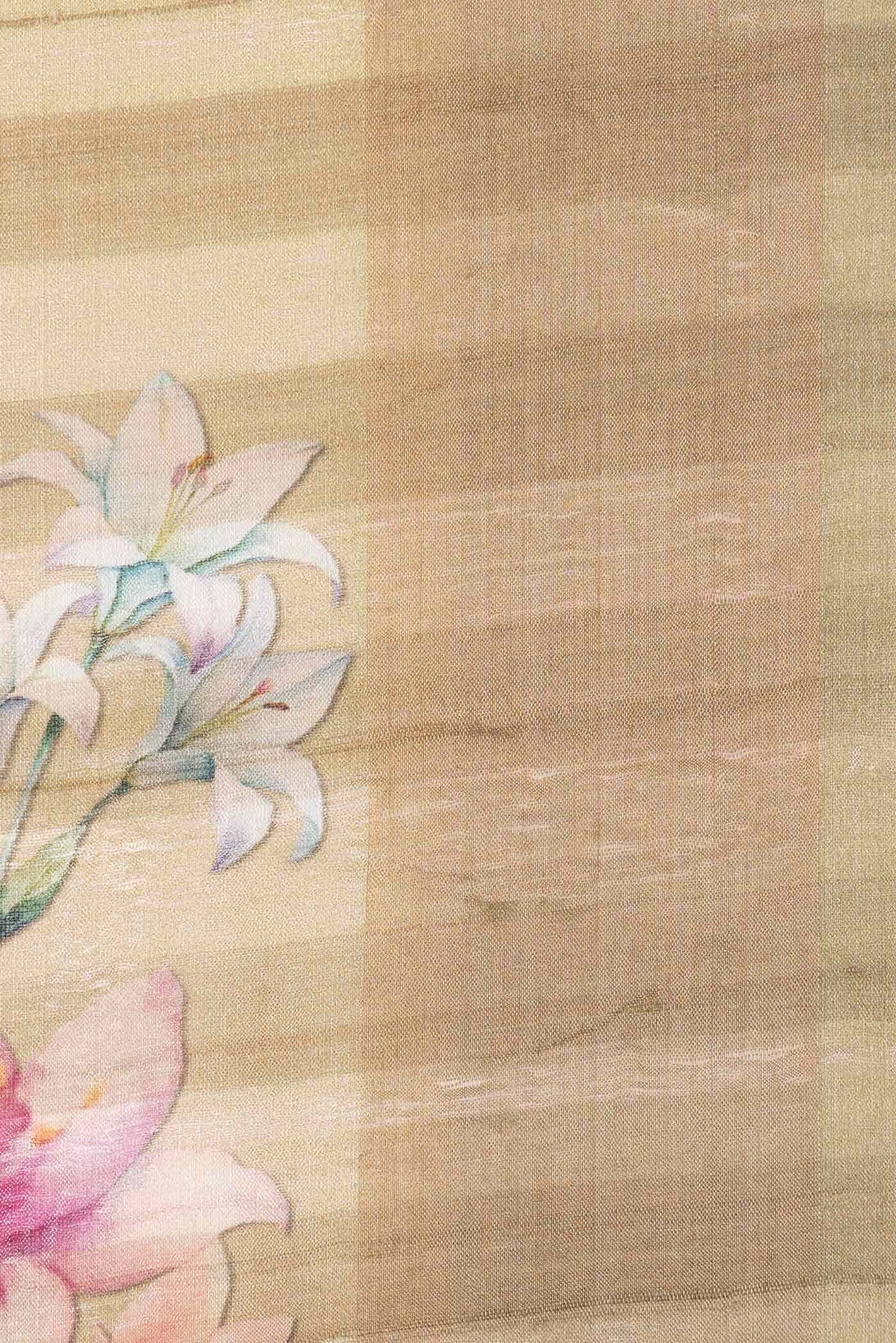 Beige Tussar Silk Saree
