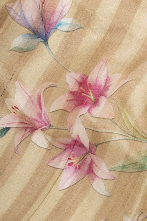 Beige Tussar Silk Saree