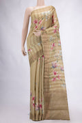 Beige Tussar Silk Saree