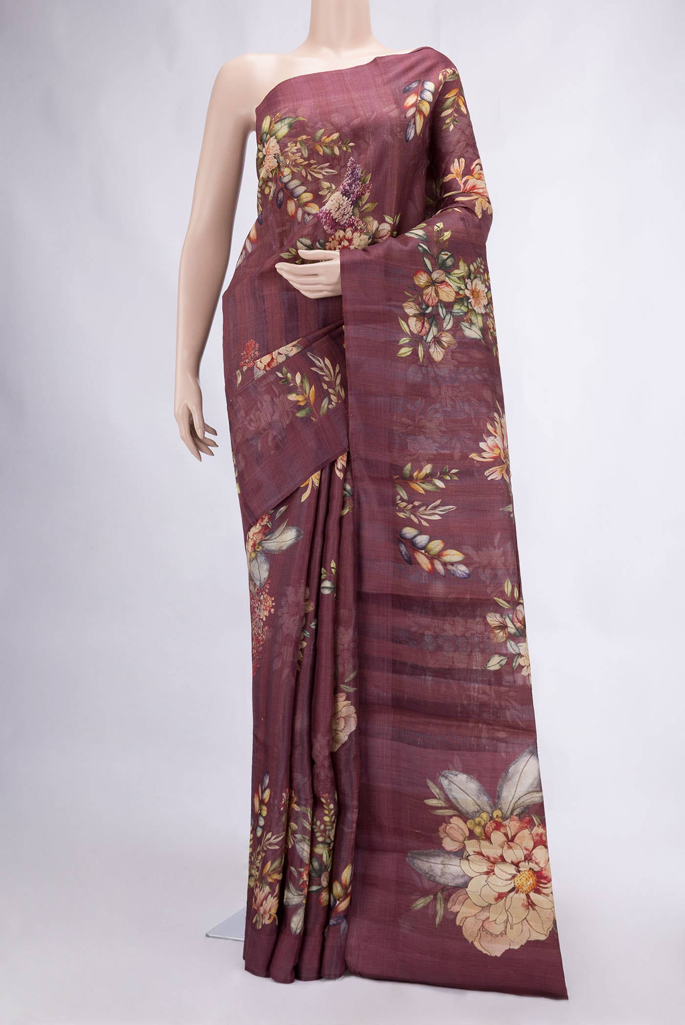 Mauve Tussar Silk Saree