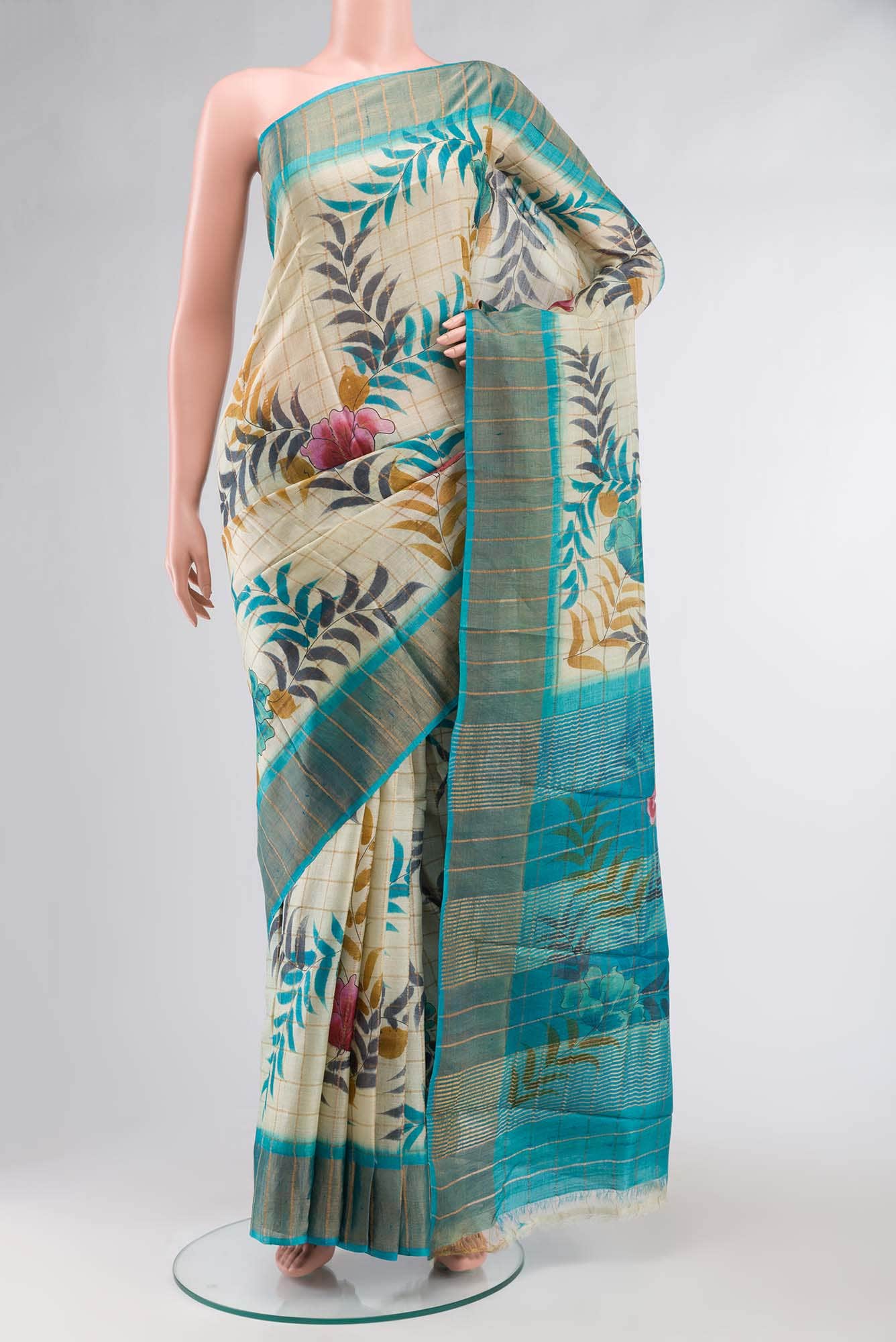 Cream Tussar Saree