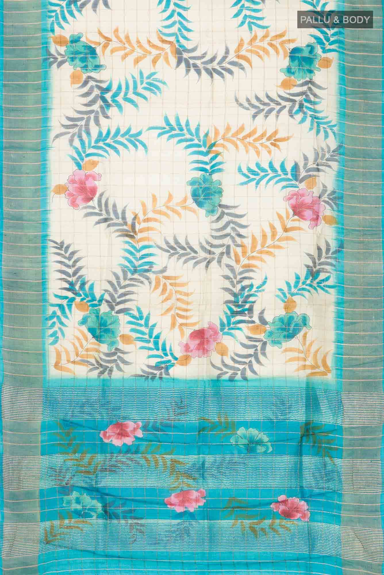 Cream Tussar Saree