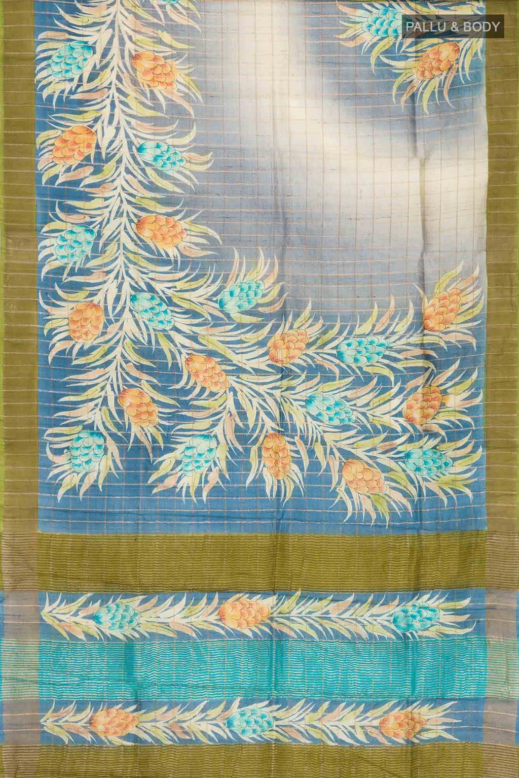 Blue Tussar Silk Saree