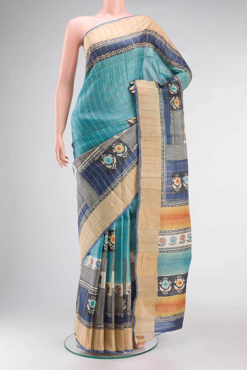 Blue Tussar Saree