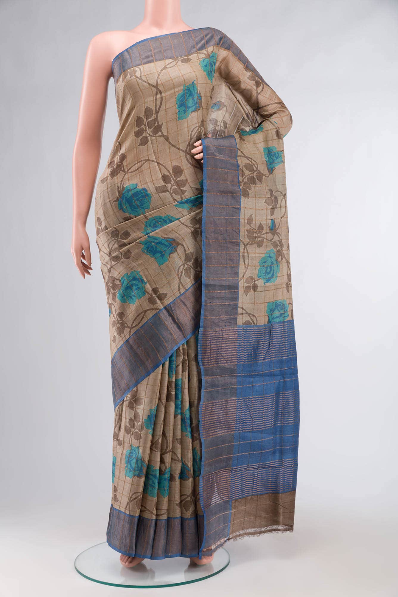 Brown Tussar Saree