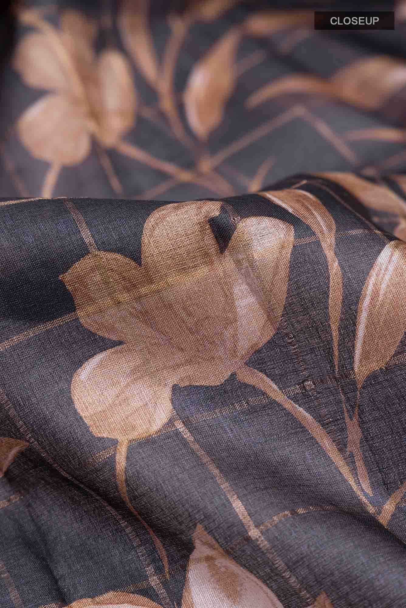 Black Tussar Silk Saree