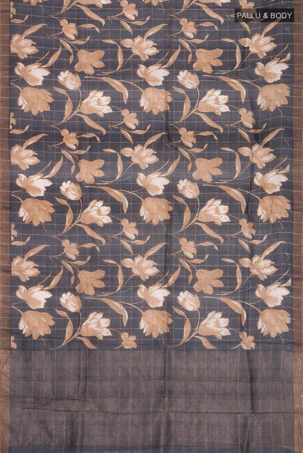 Black Tussar Silk Saree
