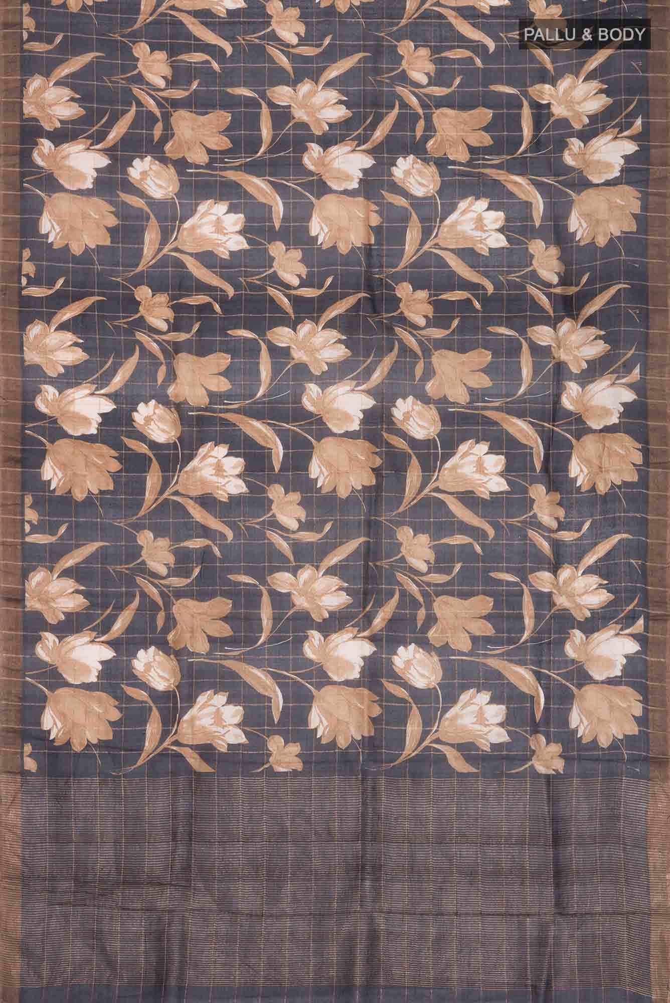Black Tussar Silk Saree