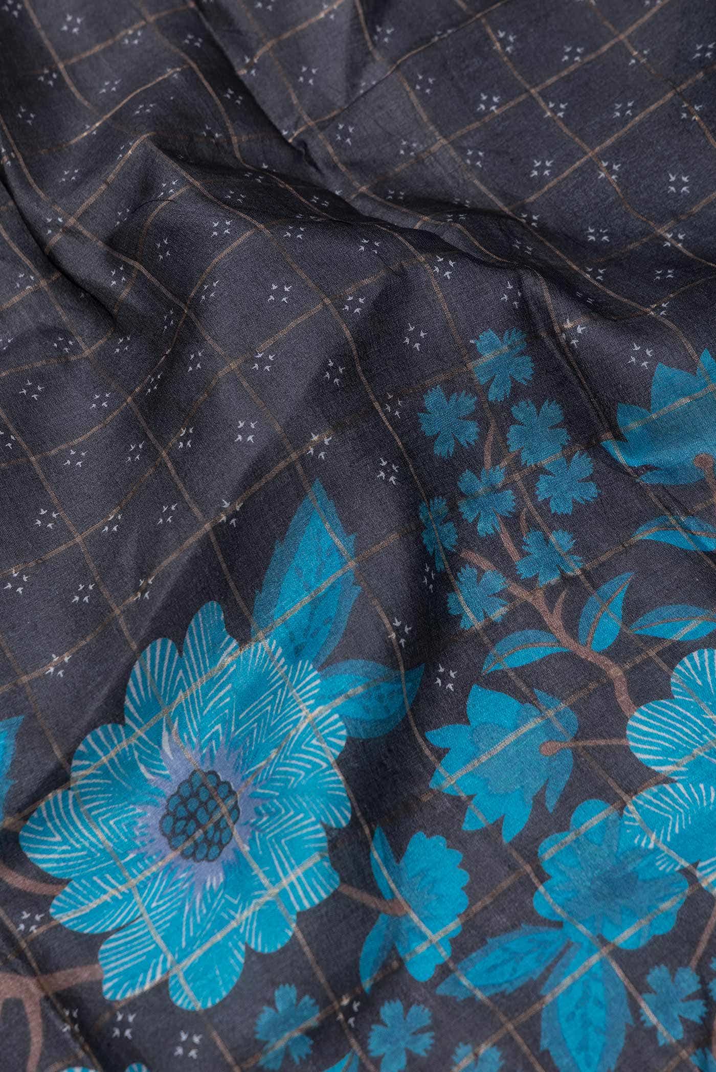 Black Tussar Silk Saree