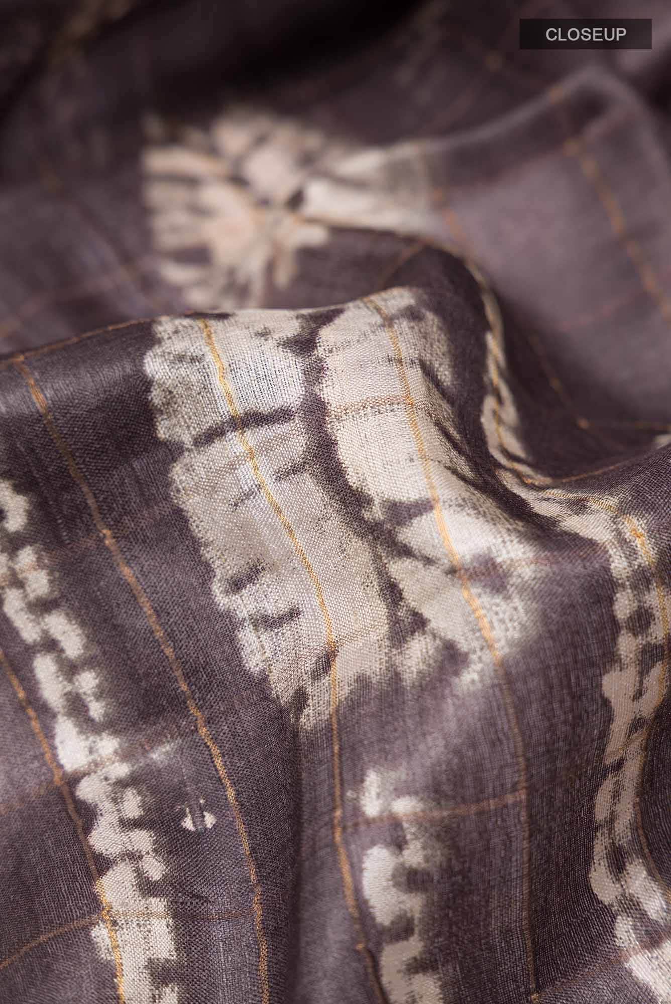 Brown Tussar Silk Saree