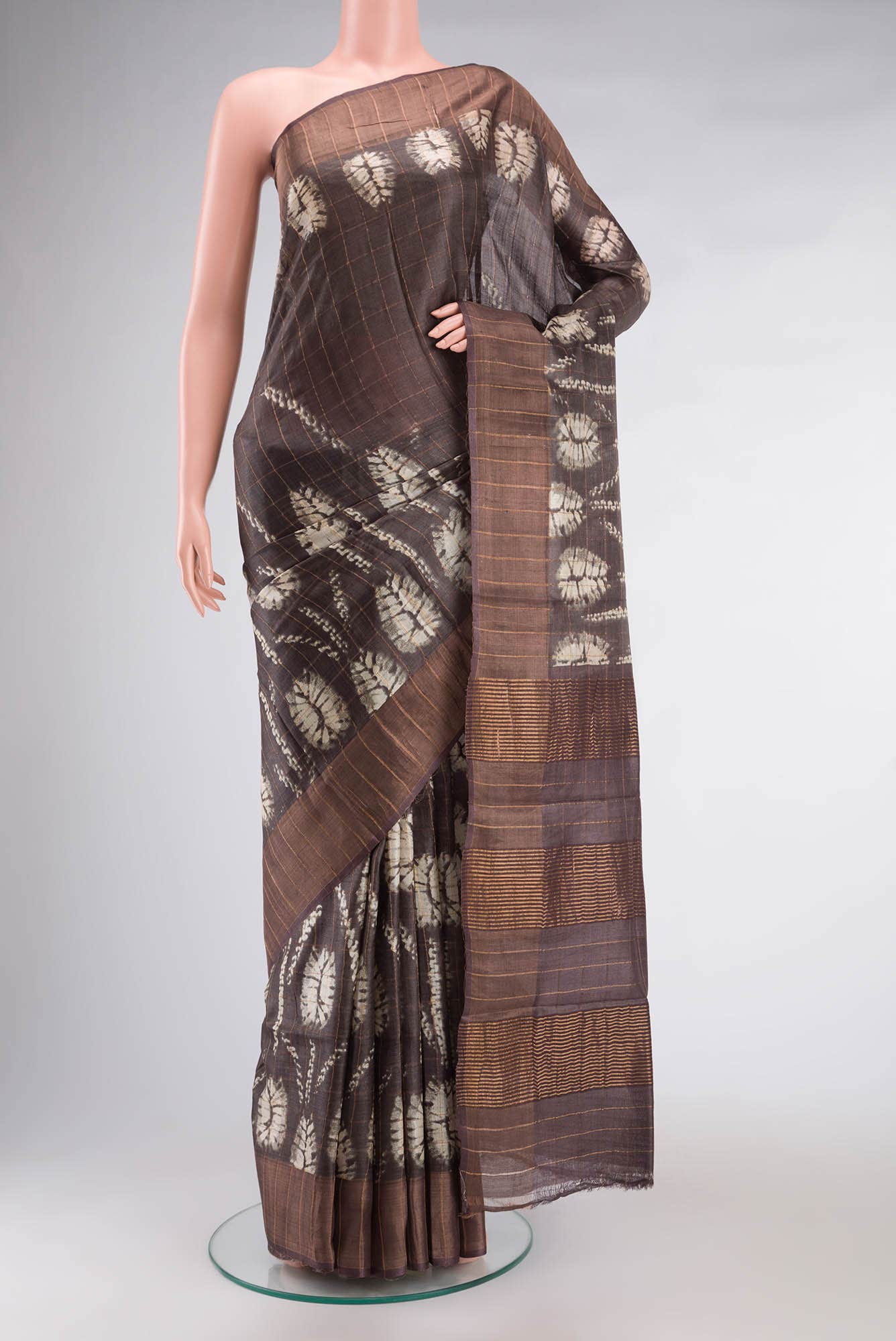 Brown Tussar Silk Saree