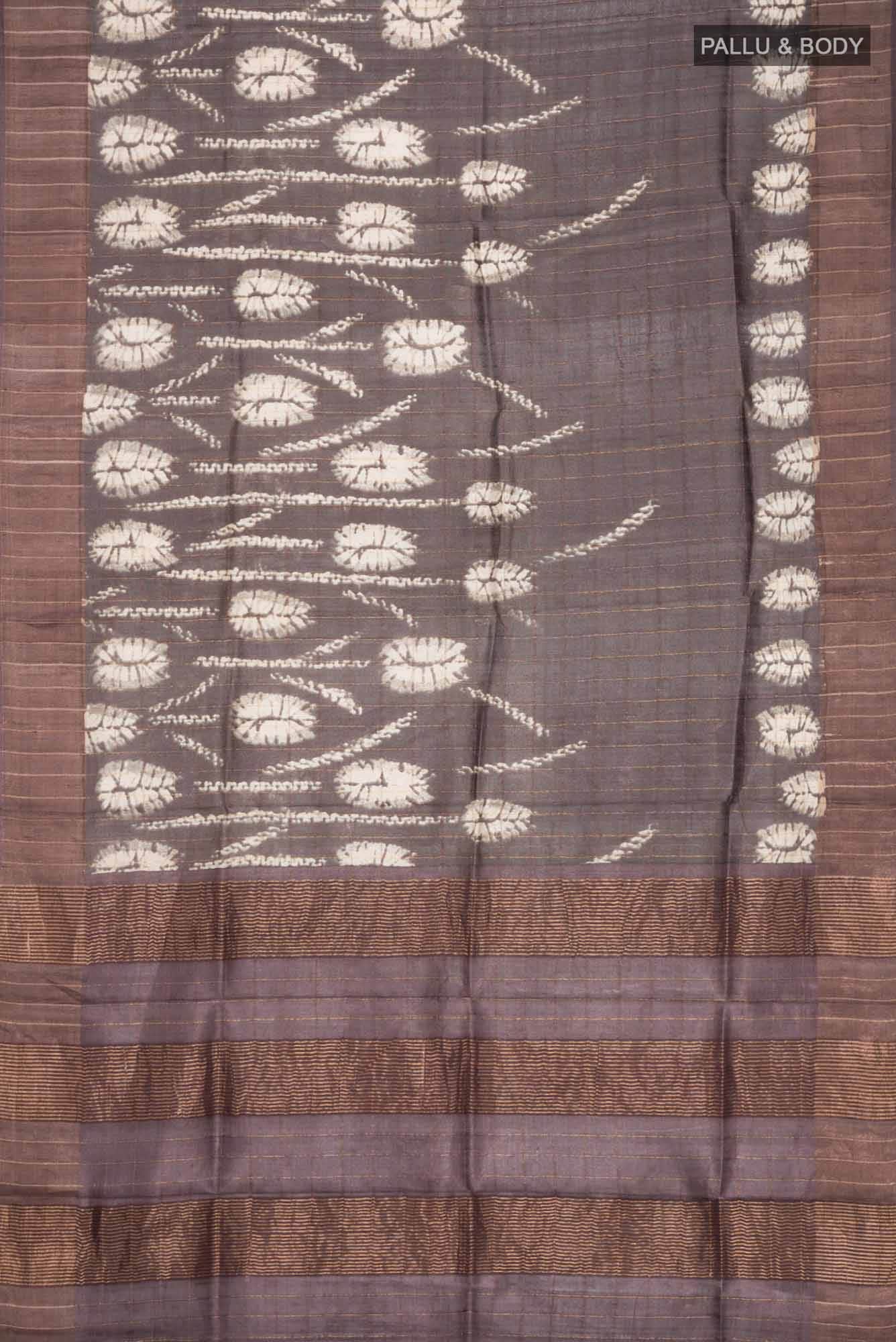 Brown Tussar Silk Saree