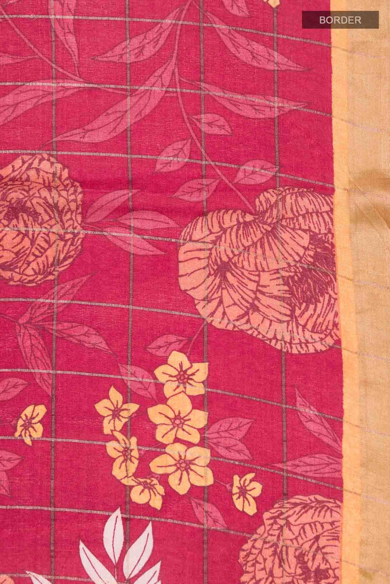 Red Tussar Silk Saree
