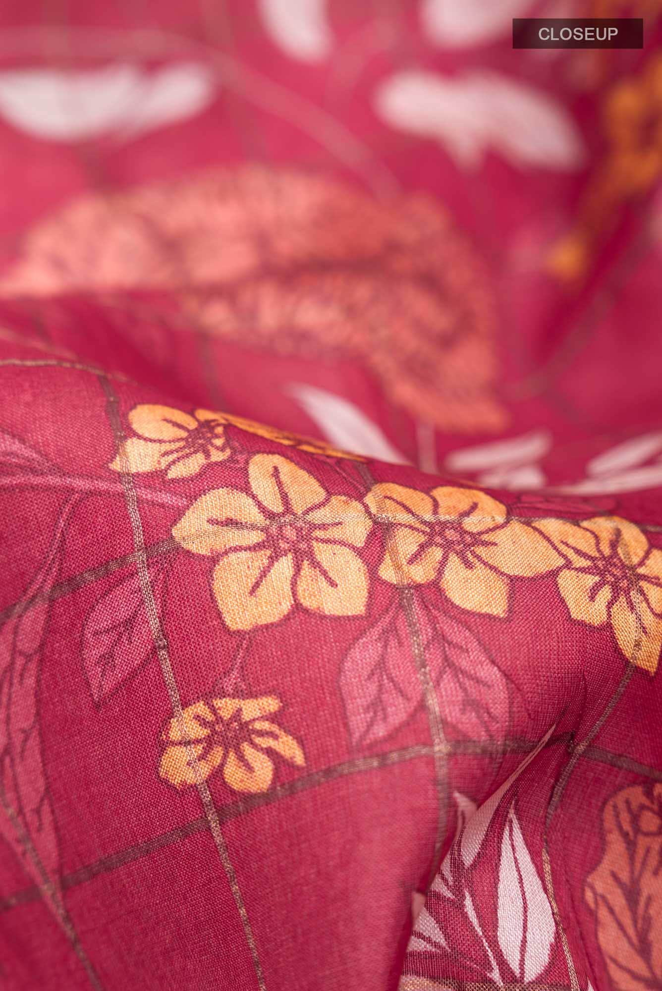 Red Tussar Silk Saree