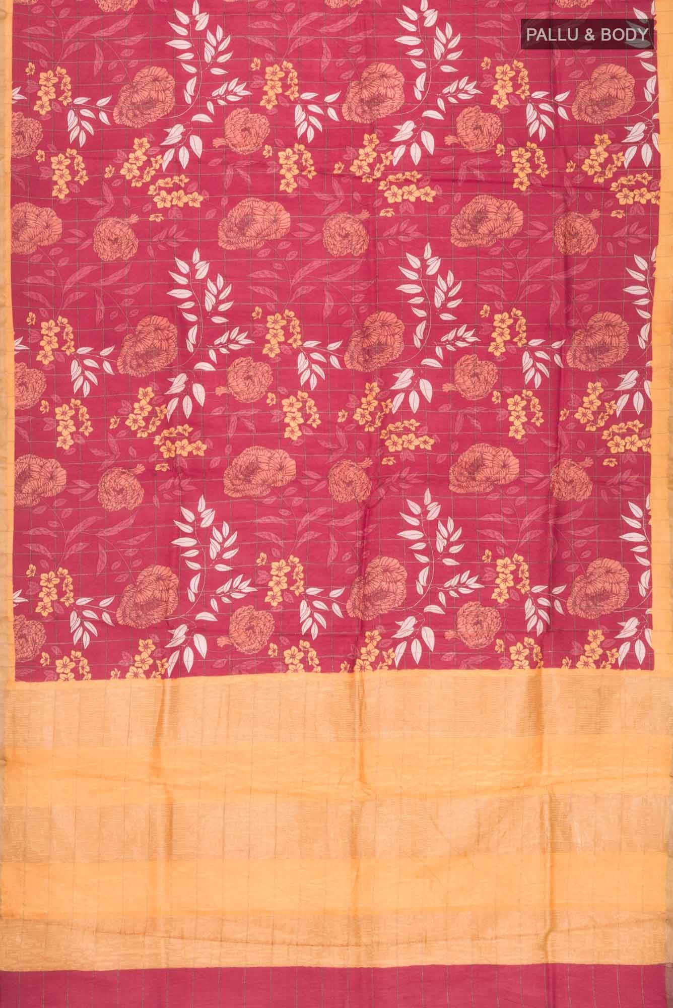 Red Tussar Silk Saree