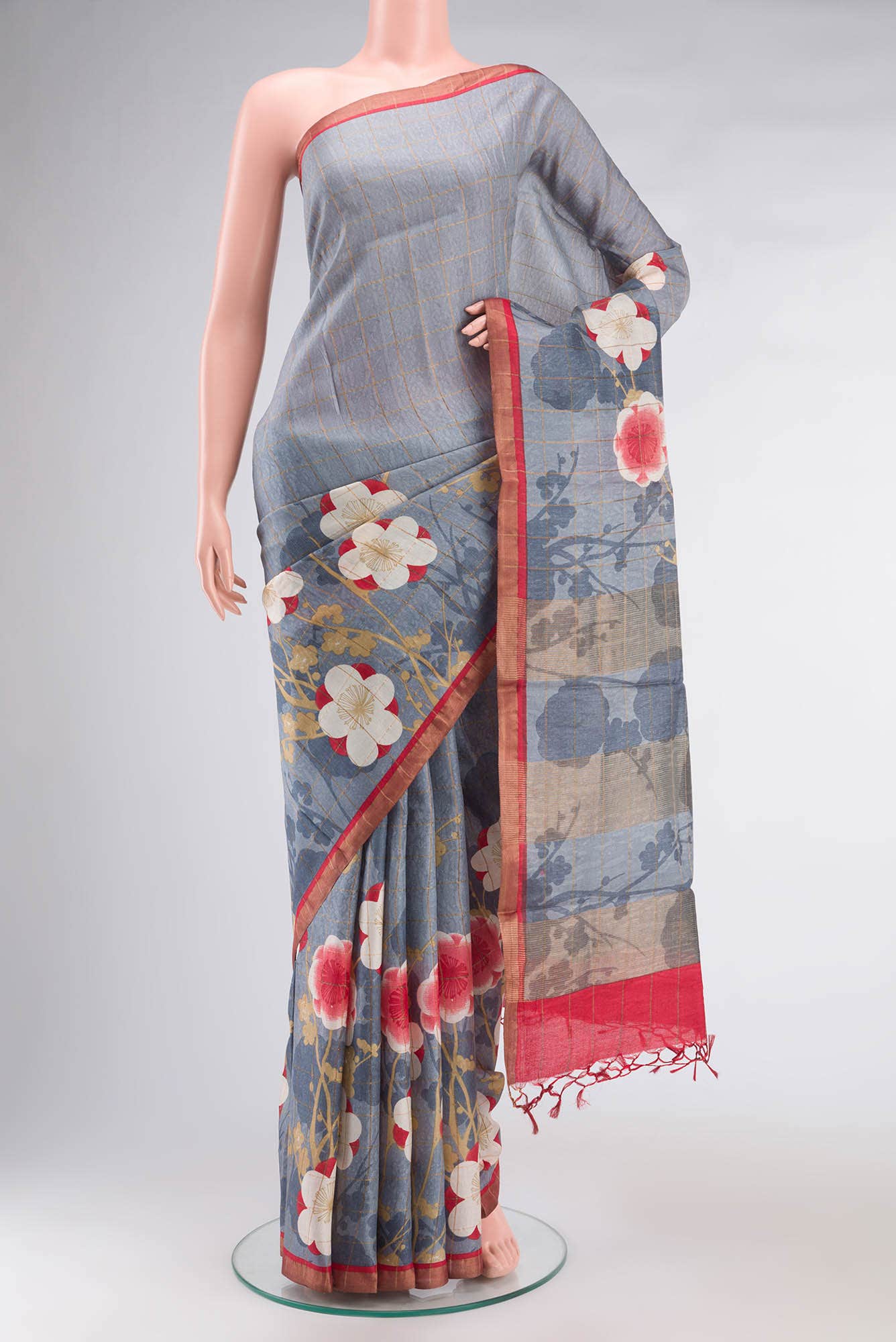 Grey Tussar Saree