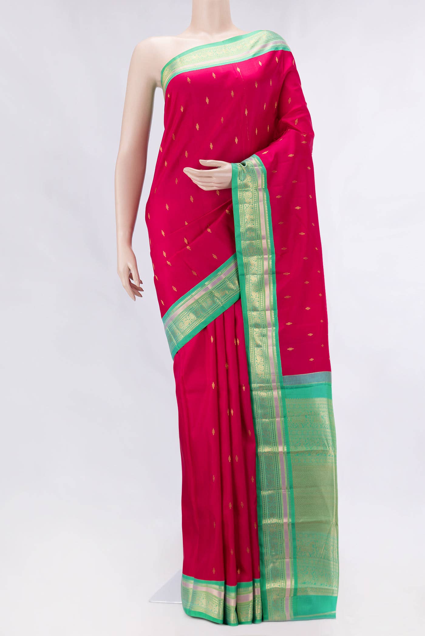 Dark Pink Dual Tone Kanchipuram Silk Saree