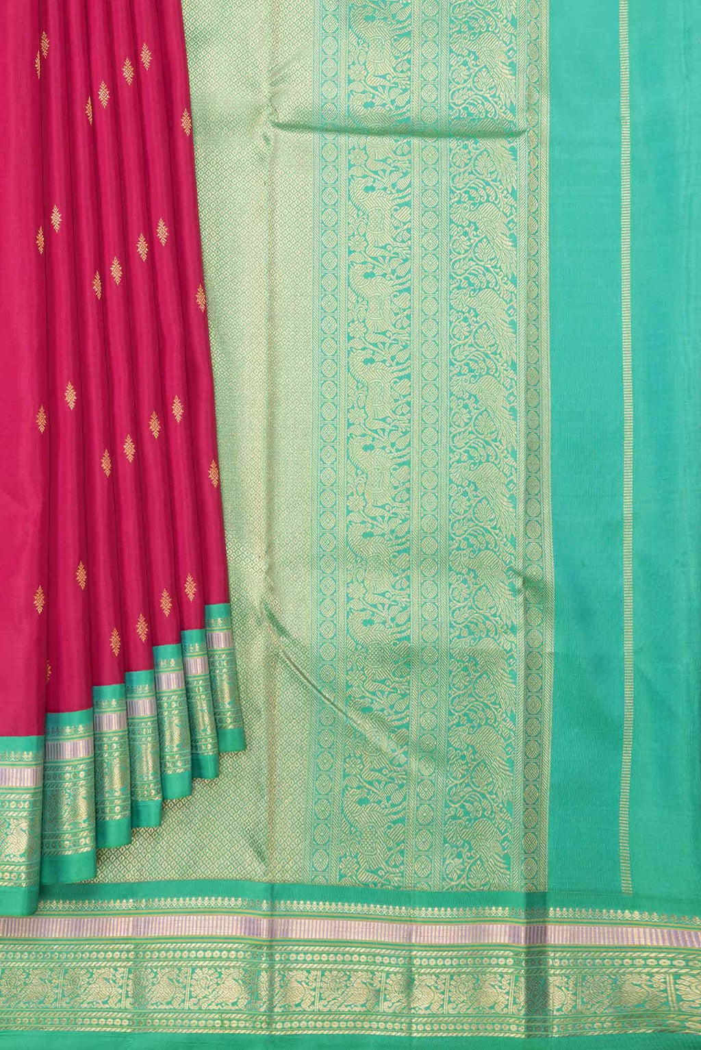 Dark Pink Dual Tone Kanchipuram Silk Saree