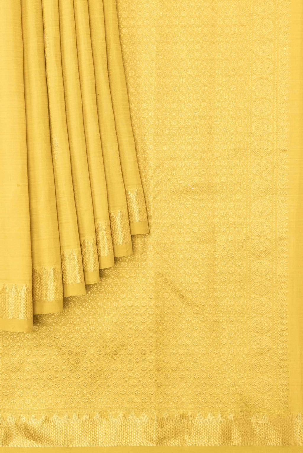 Mustard Kanchipuram Silk Saree