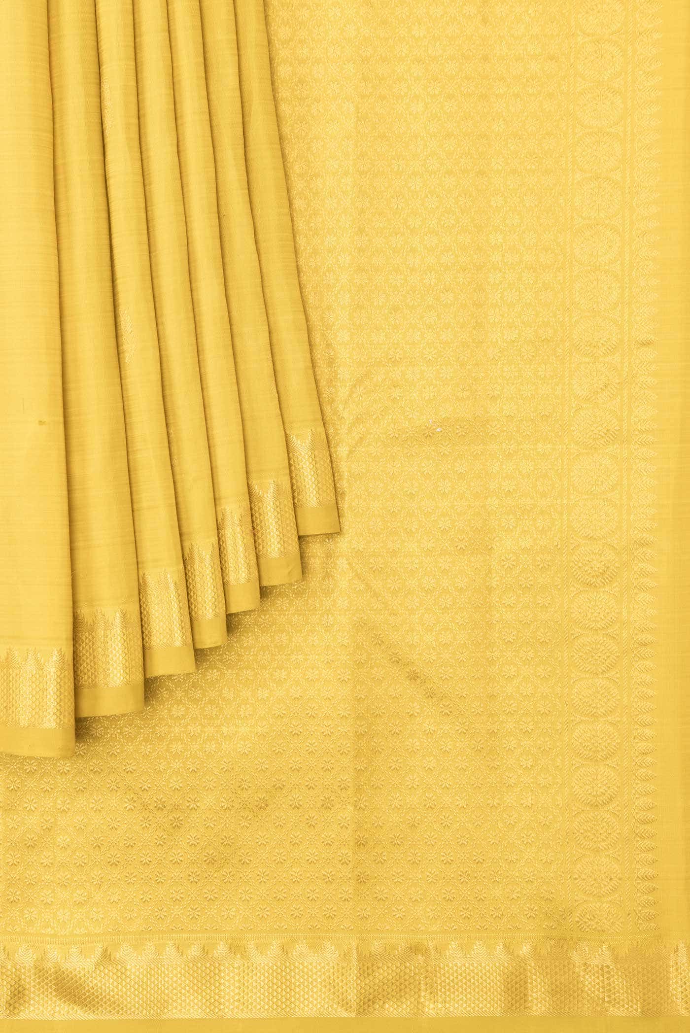 Mustard Kanchipuram Silk Saree