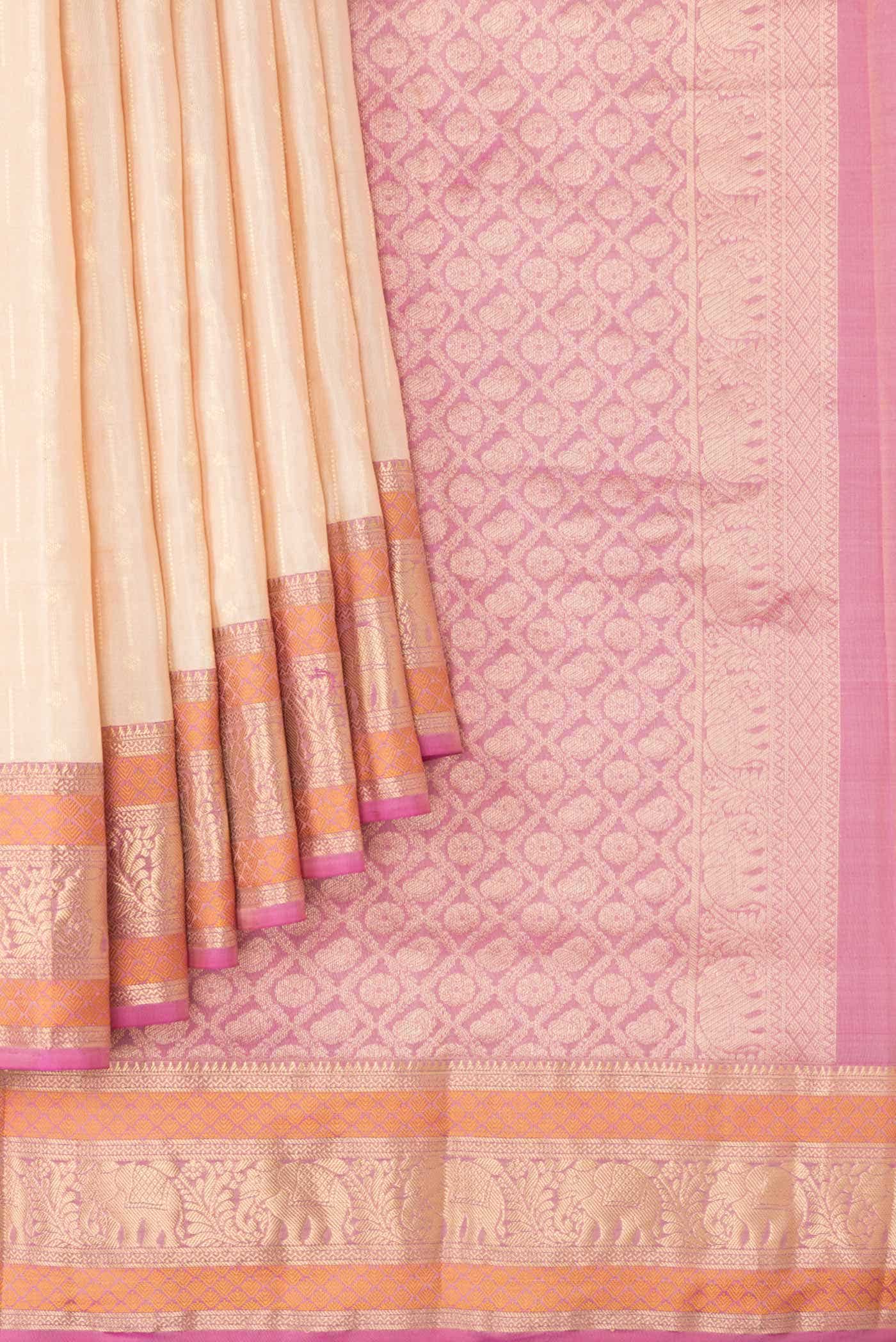 Beige Dual Tone Kanchipuram Silk Saree