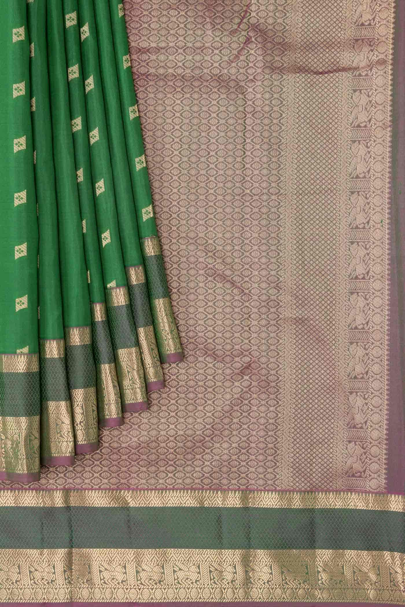 Green Dual Tone Kanchipuram Silk Saree