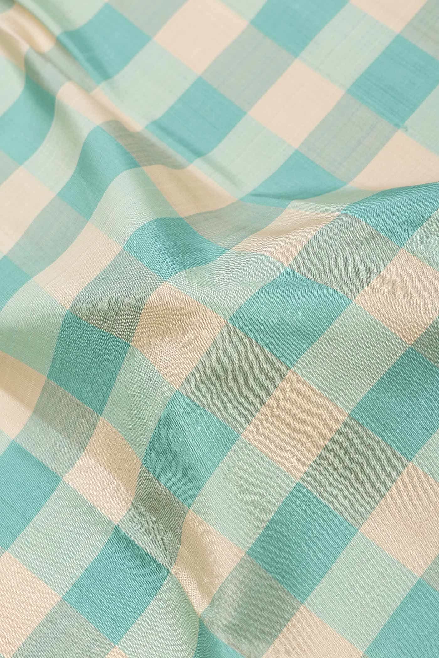 Pure Silk Pure Zari Beige and Sky Blue Dual Tone Kanchipuram Saree