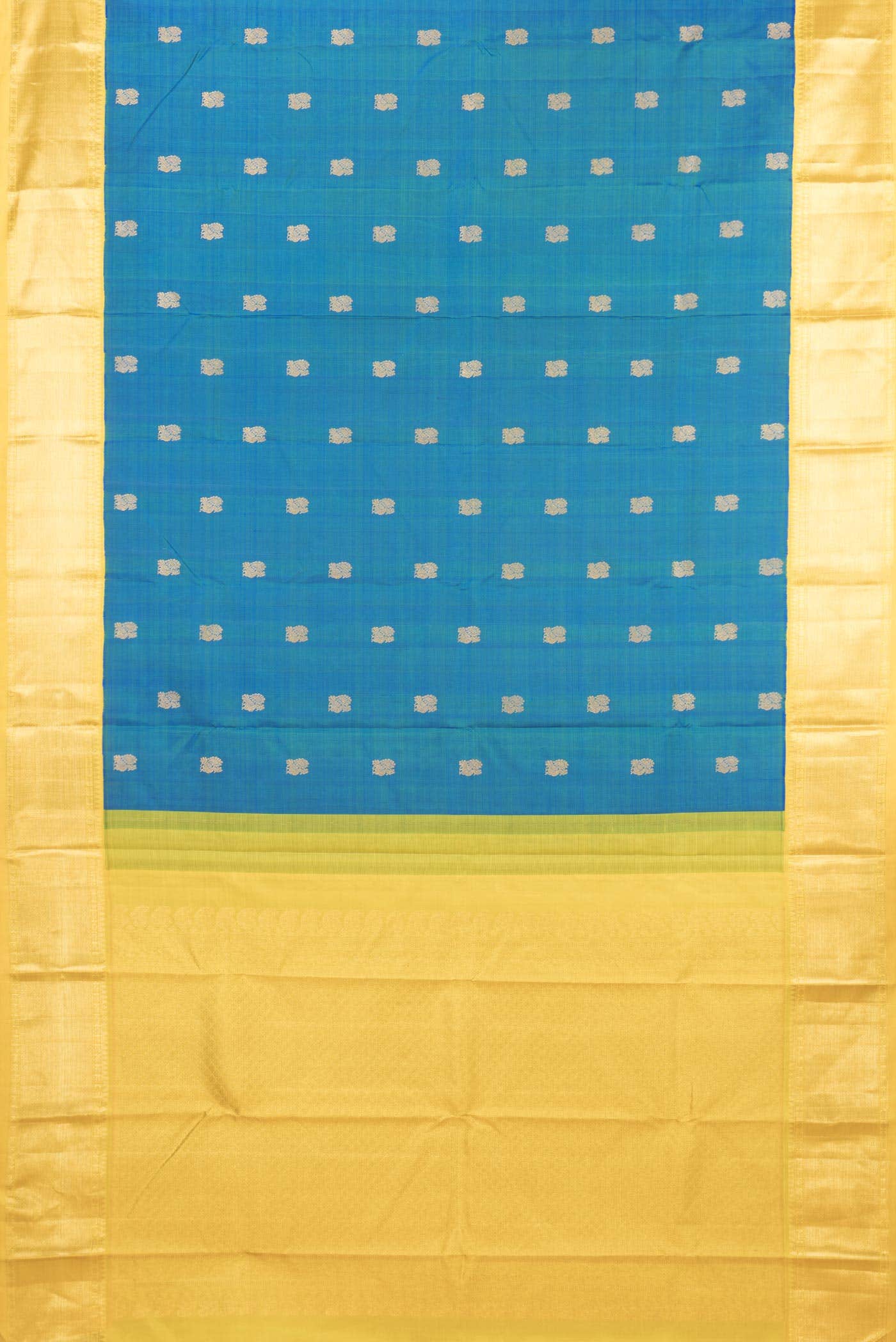 Pure Silk Pure Zari Peacock Blue Dual Tone Kanchipuram Saree