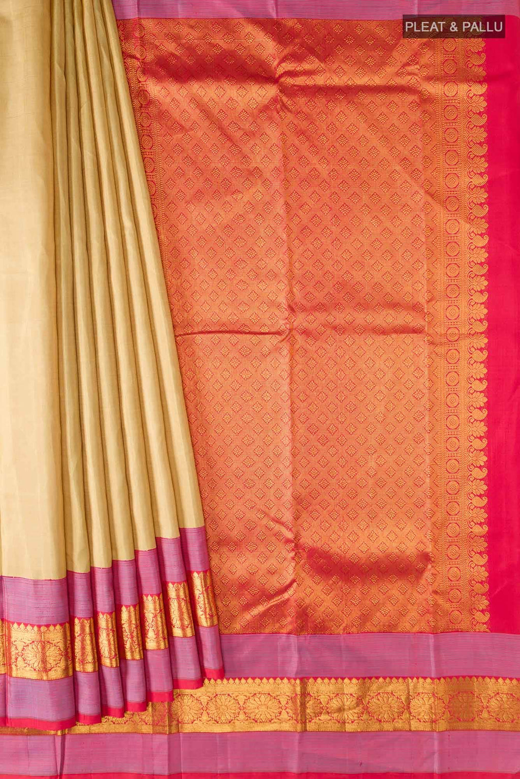 Beige Kanchipuram Silk Saree