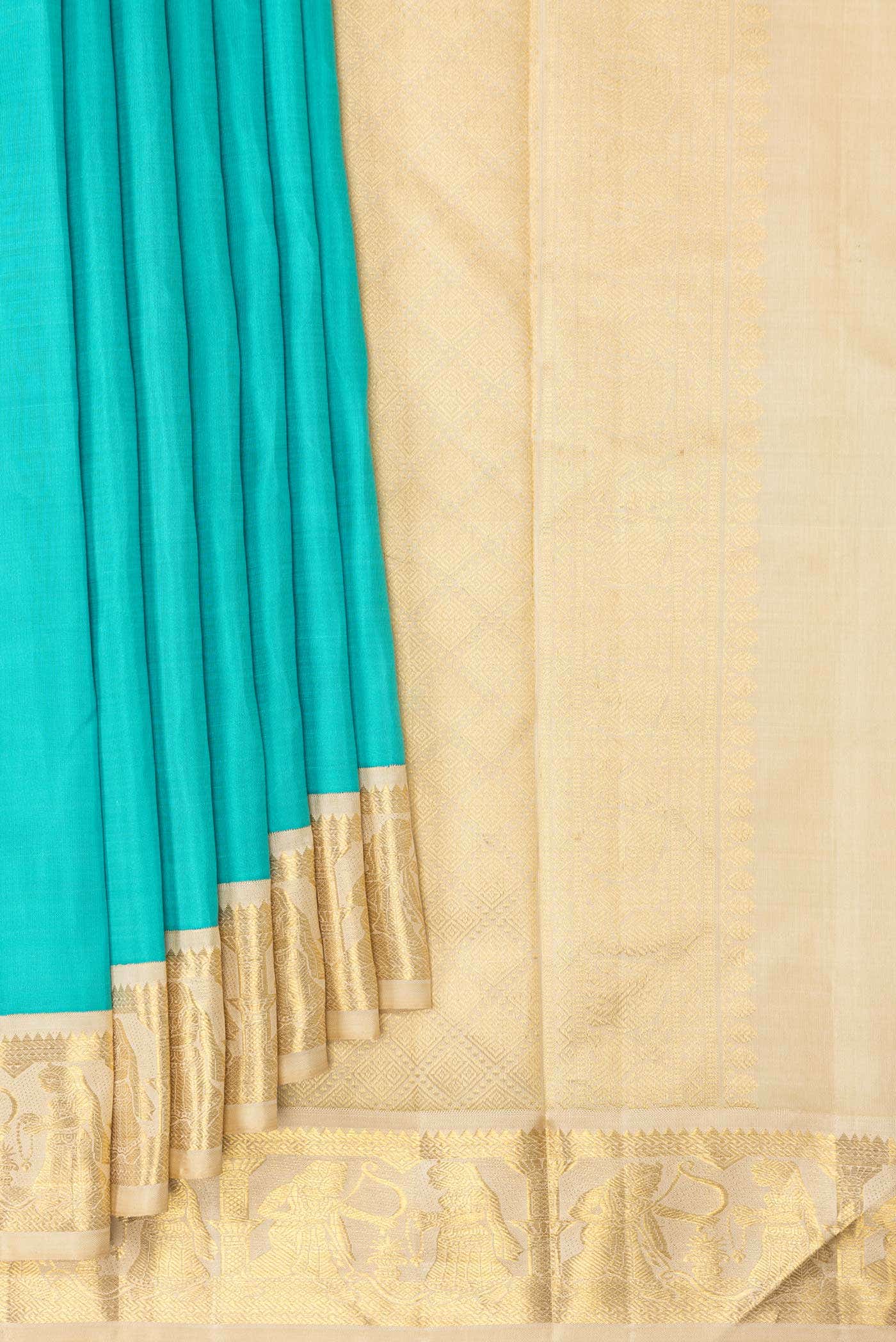 Pure Silk Pure Zari Sky Blue Dual Tone Kanchipuram Saree