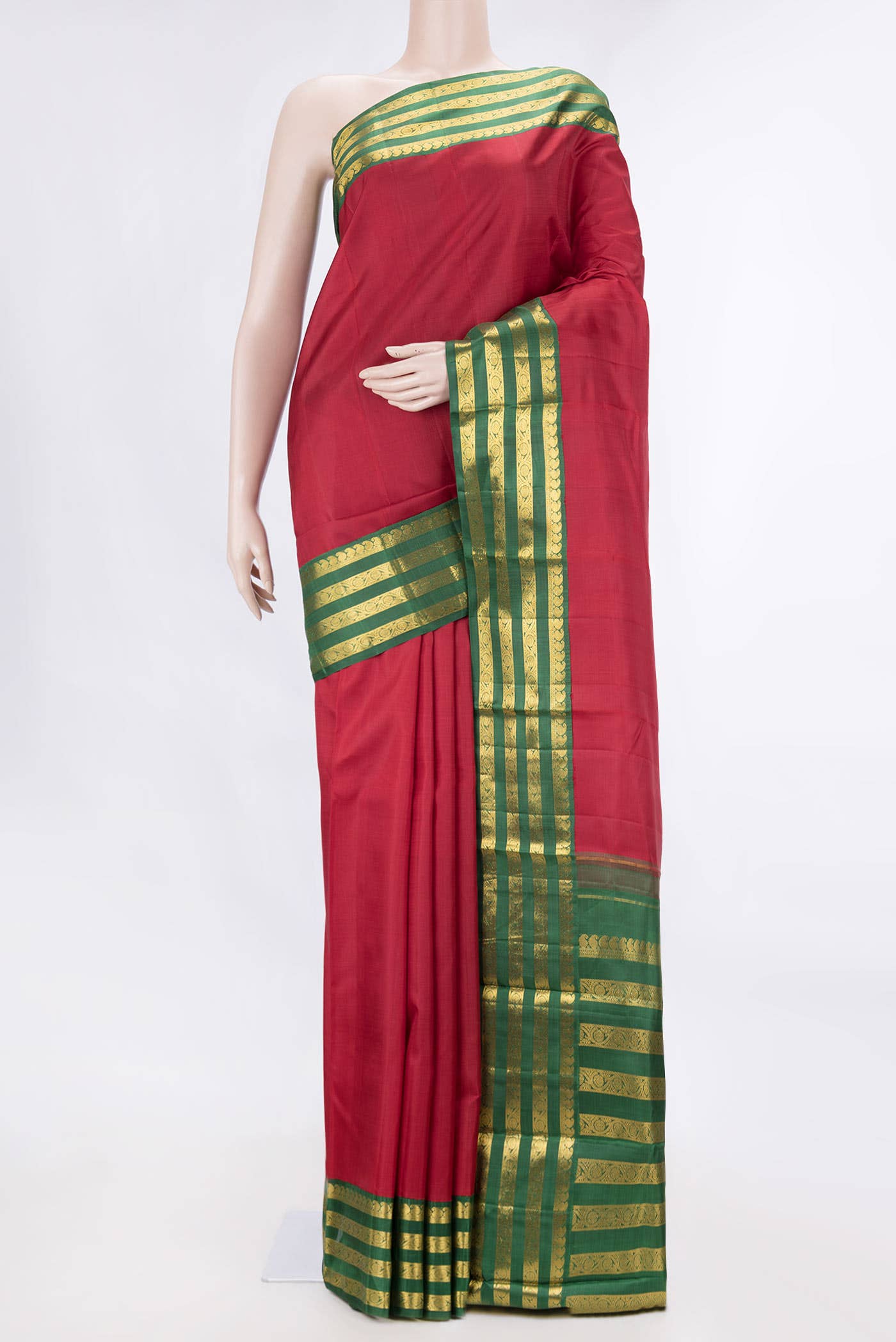 Pure Silk Pure Zari Maroon Dual Tone Kanchipuram Saree