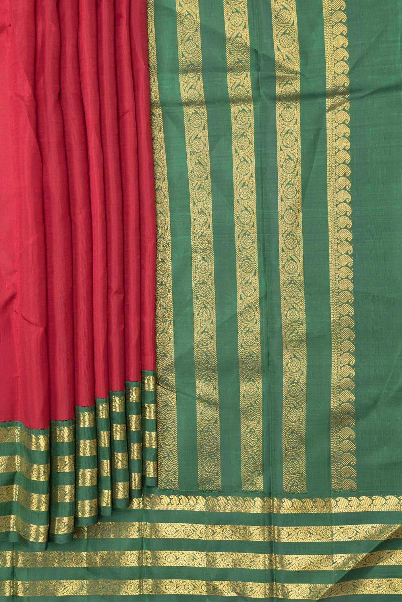 Pure Silk Pure Zari Maroon Dual Tone Kanchipuram Saree