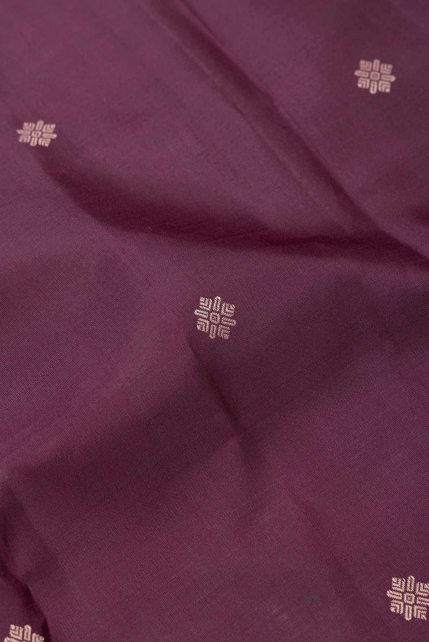 Pure Silk Pure Zari Burgundy Dual Tone Kanchipuram Saree