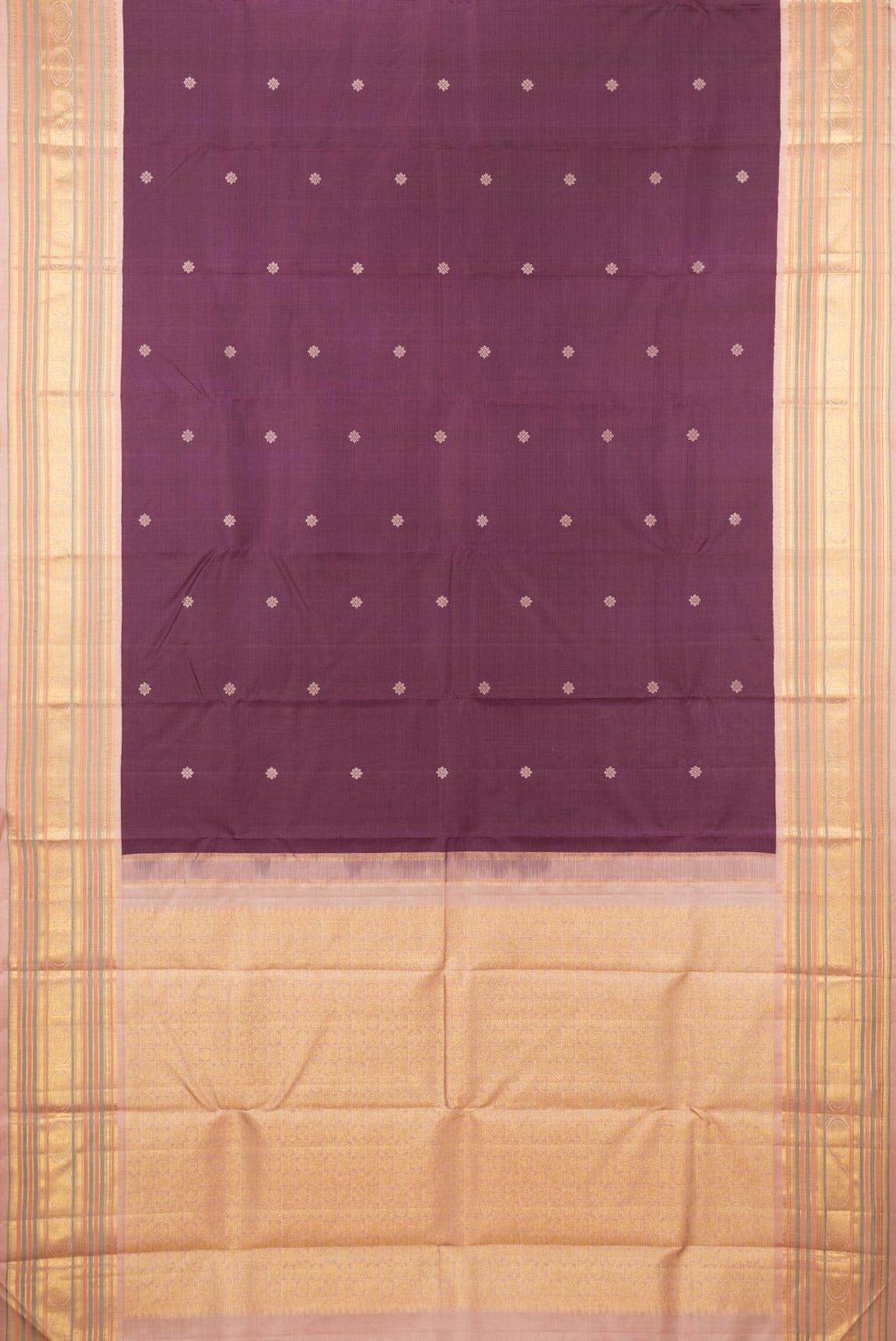 Pure Silk Pure Zari Burgundy Dual Tone Kanchipuram Saree