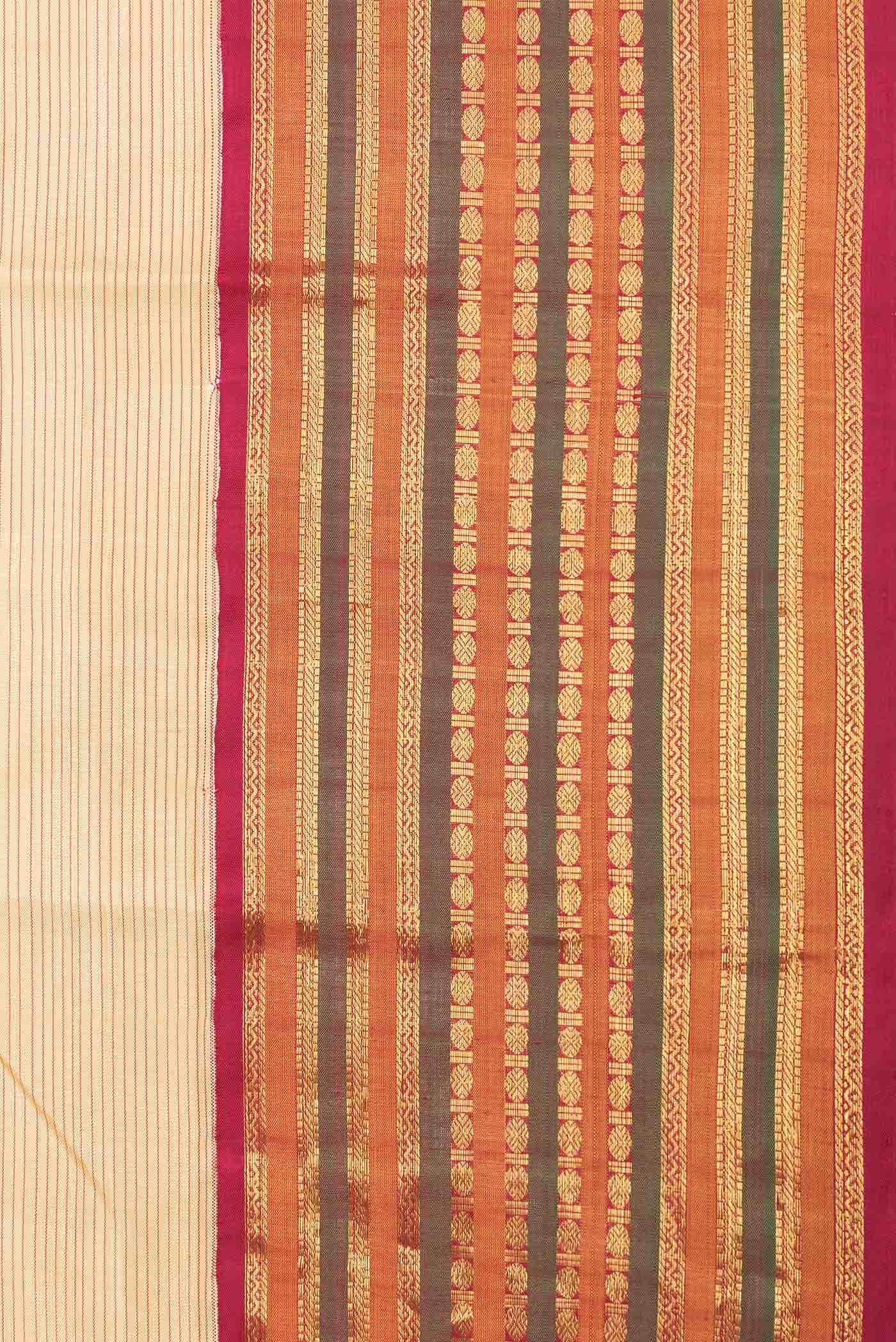 Pure Silk Pure Zari Beige Dual Tone Kanchipuram Saree