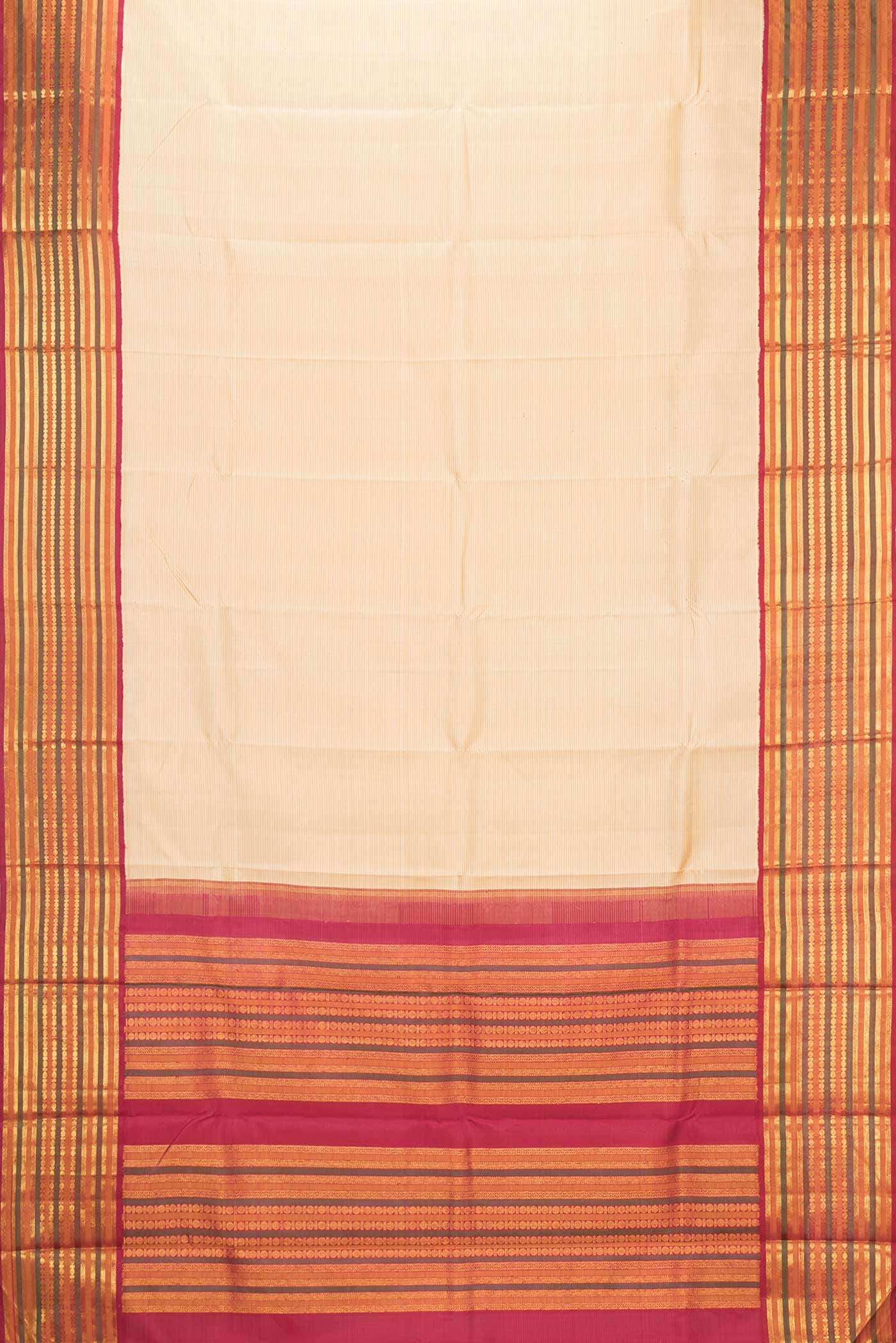 Pure Silk Pure Zari Beige Dual Tone Kanchipuram Saree