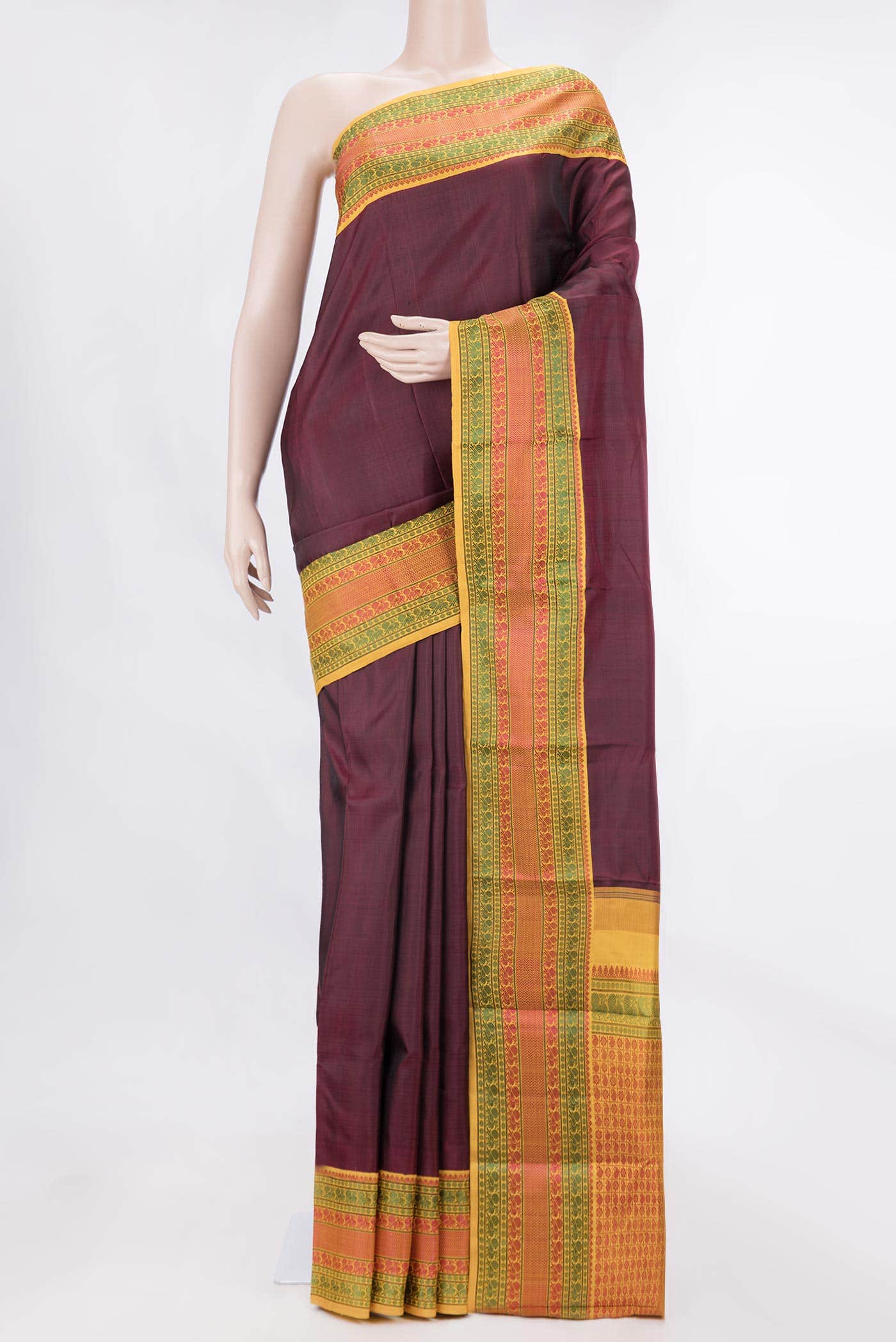 Maroon Dual Tone Kanjivaram Silk Saree