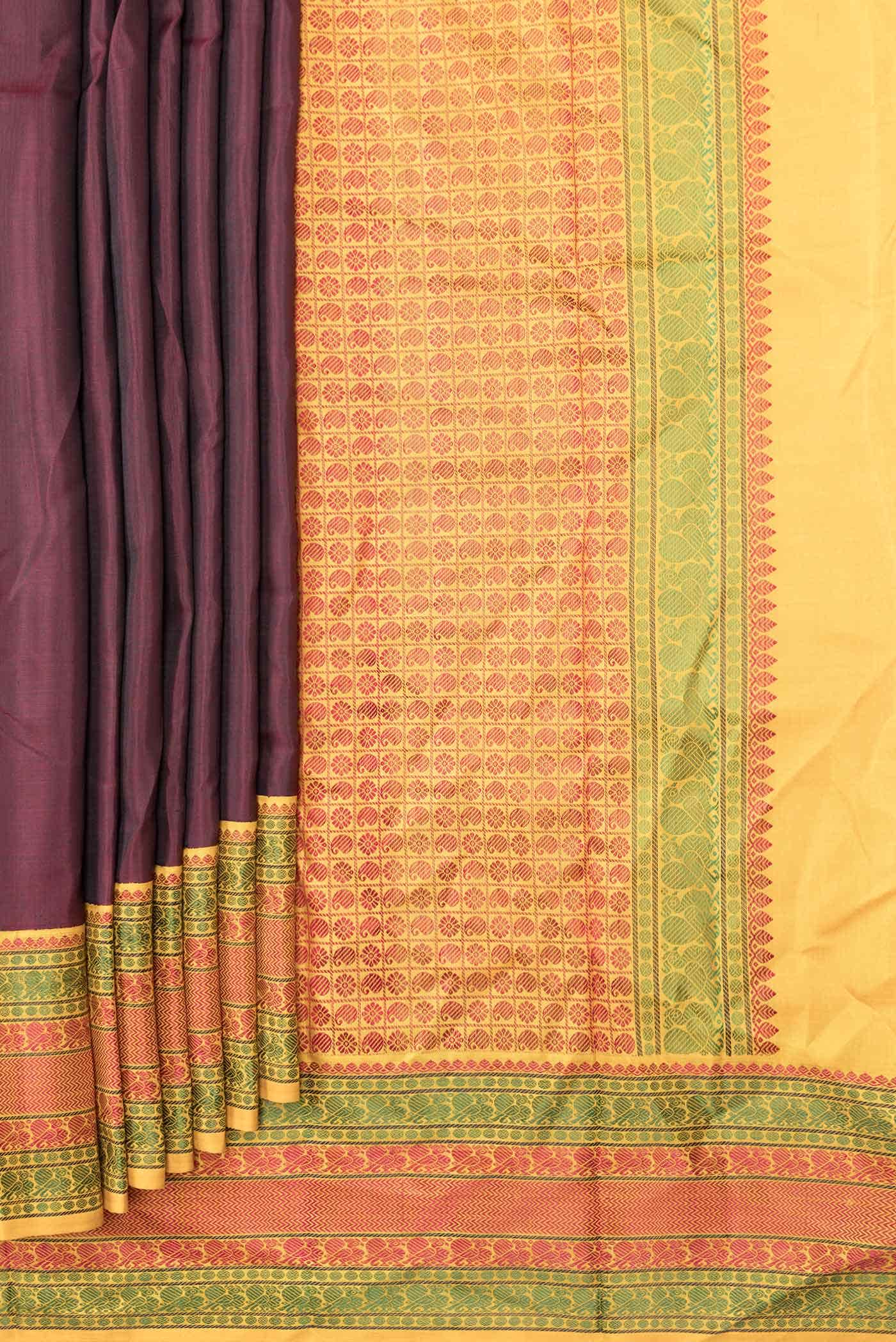 Maroon Dual Tone Kanjivaram Silk Saree
