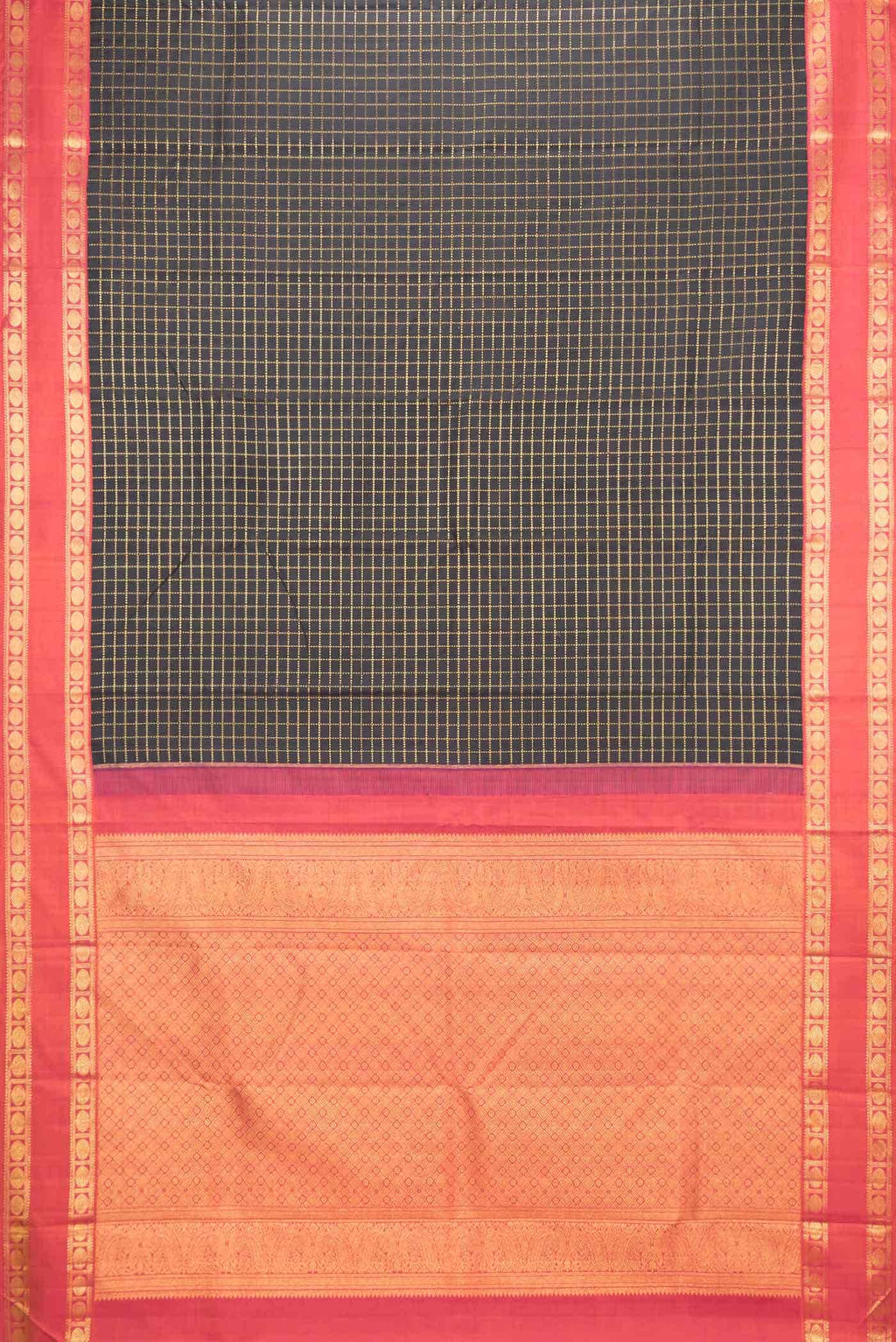 Pure Silk Pure Zari Black Kanchipuram Saree