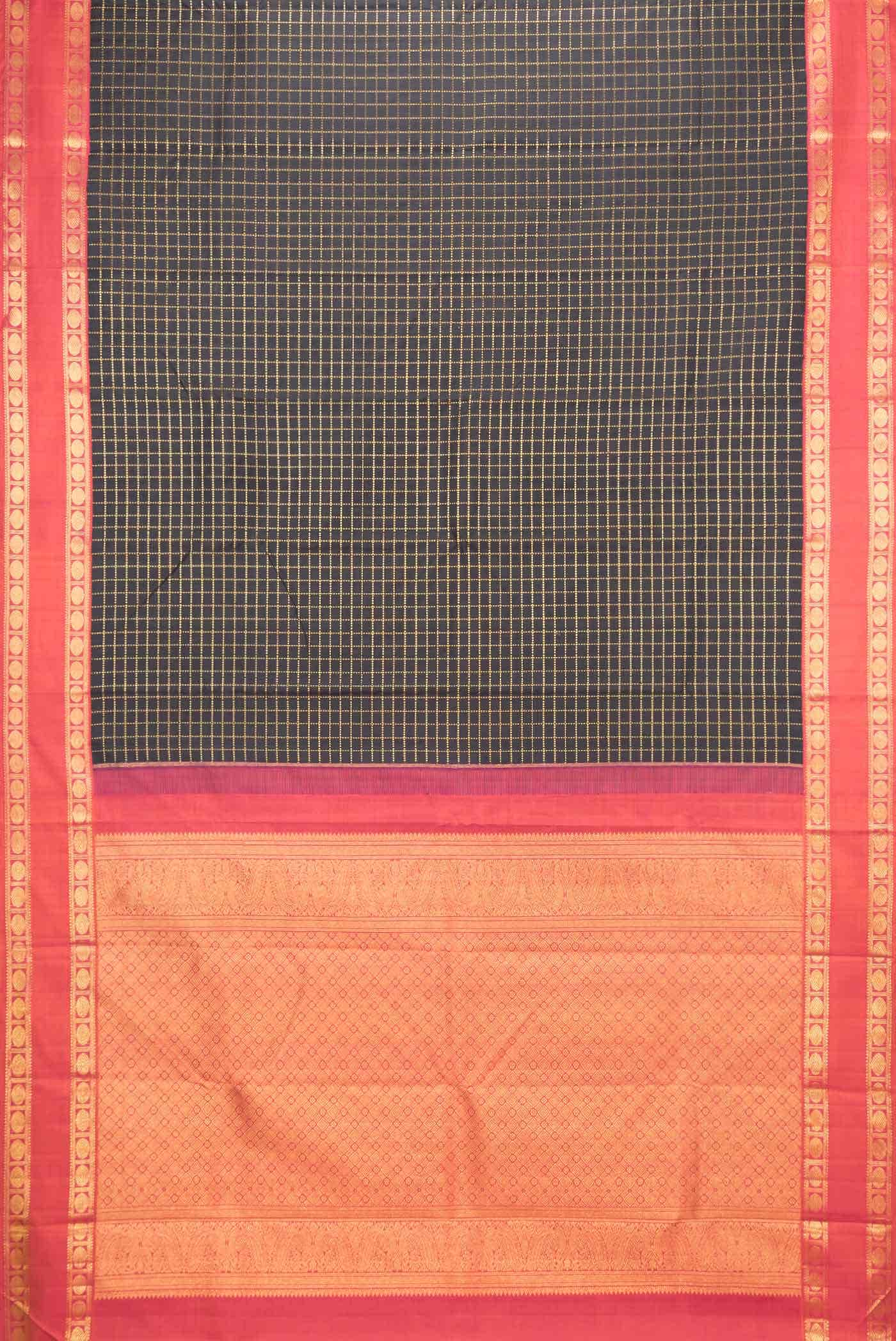 Pure Silk Pure Zari Black Kanchipuram Saree